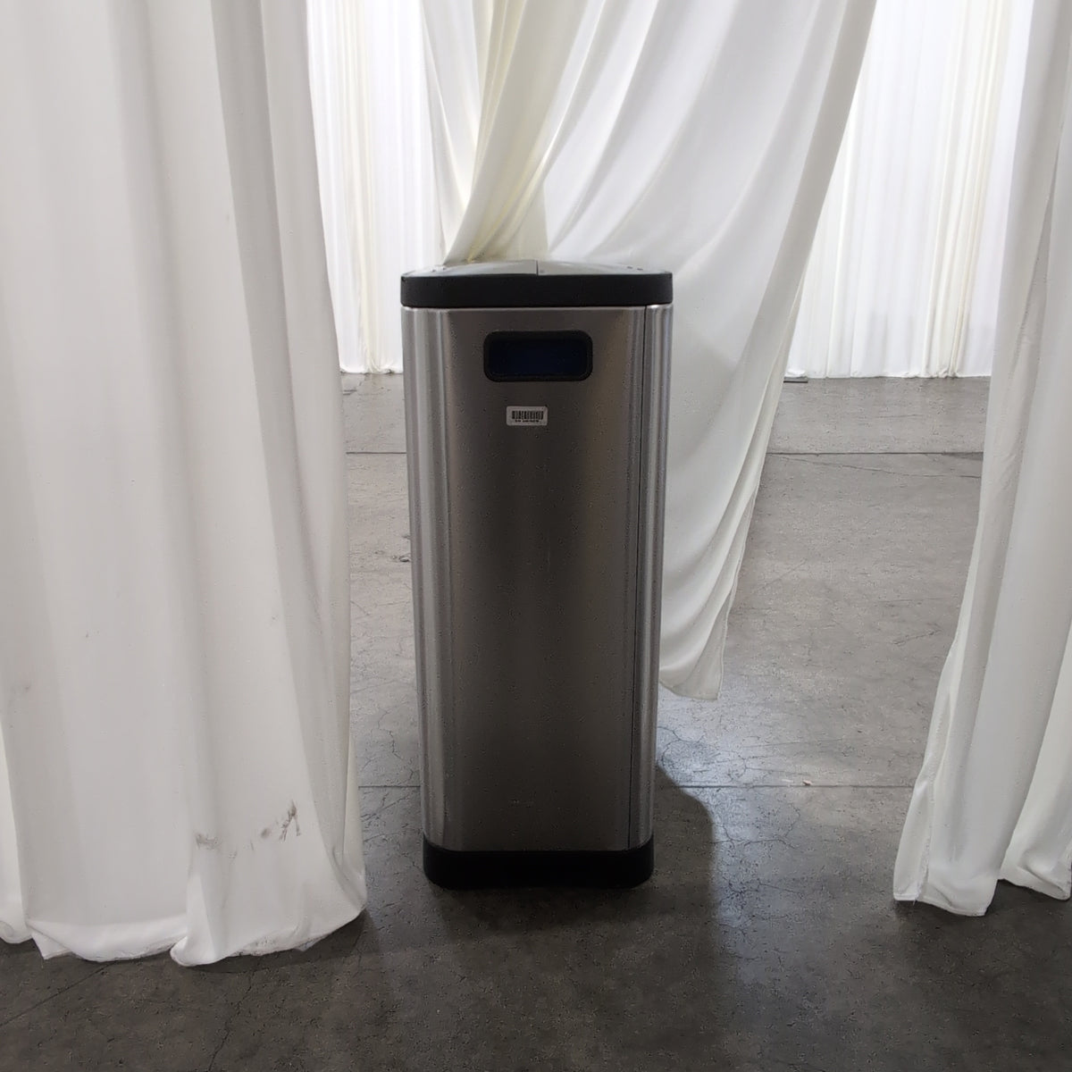 Silver Stainless Steel Rectangular Trash Can with Foot Pedal