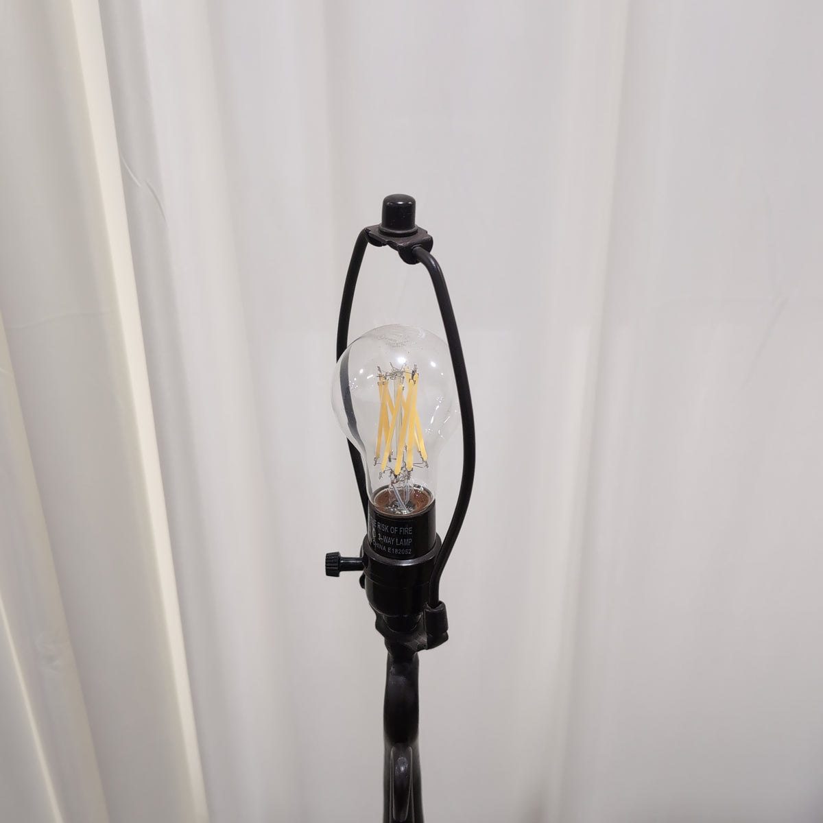 Dark Bronze Finish Floor Lamp with Cream Shade