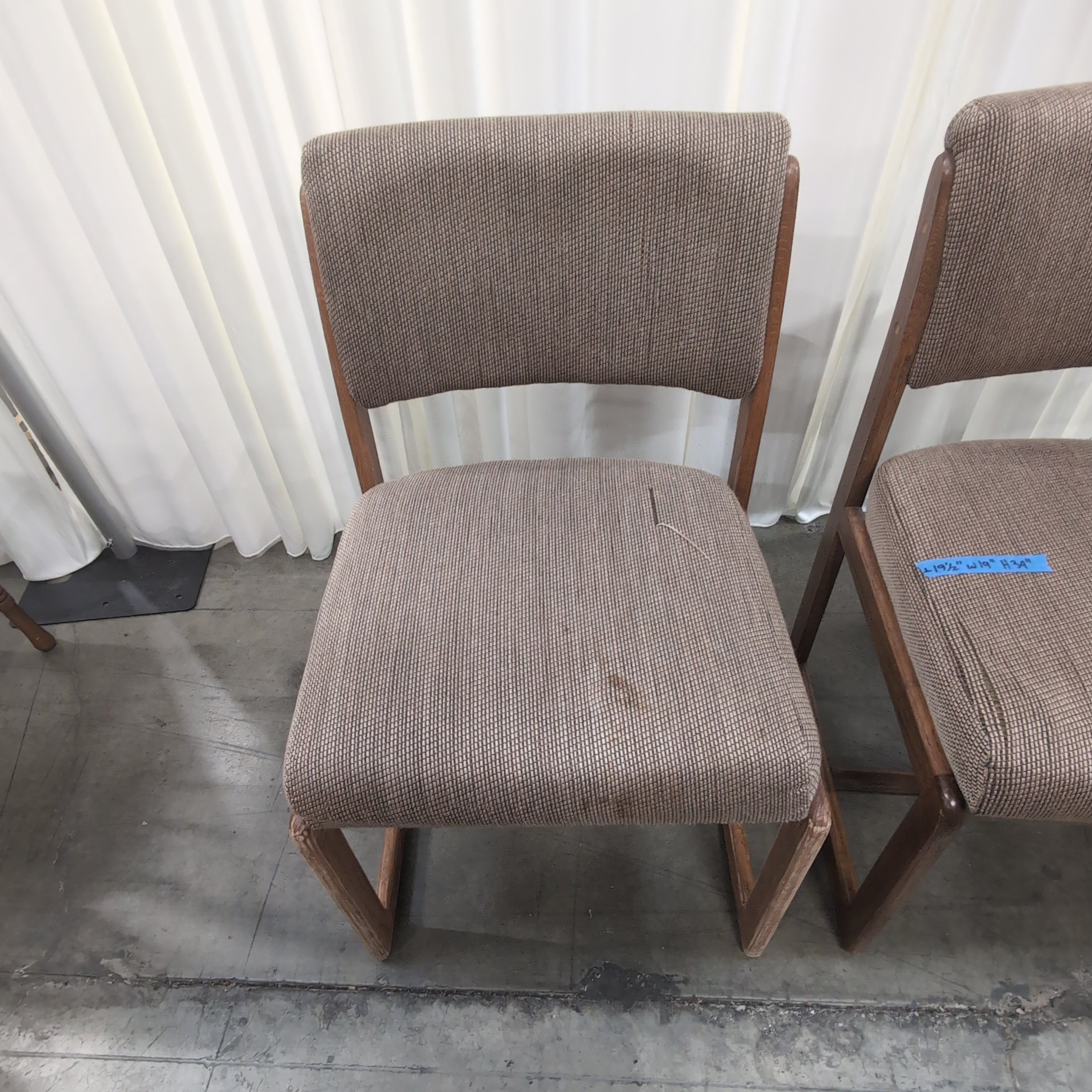 Set of Four Brown Upholstered Wood Frame Dining Chairs