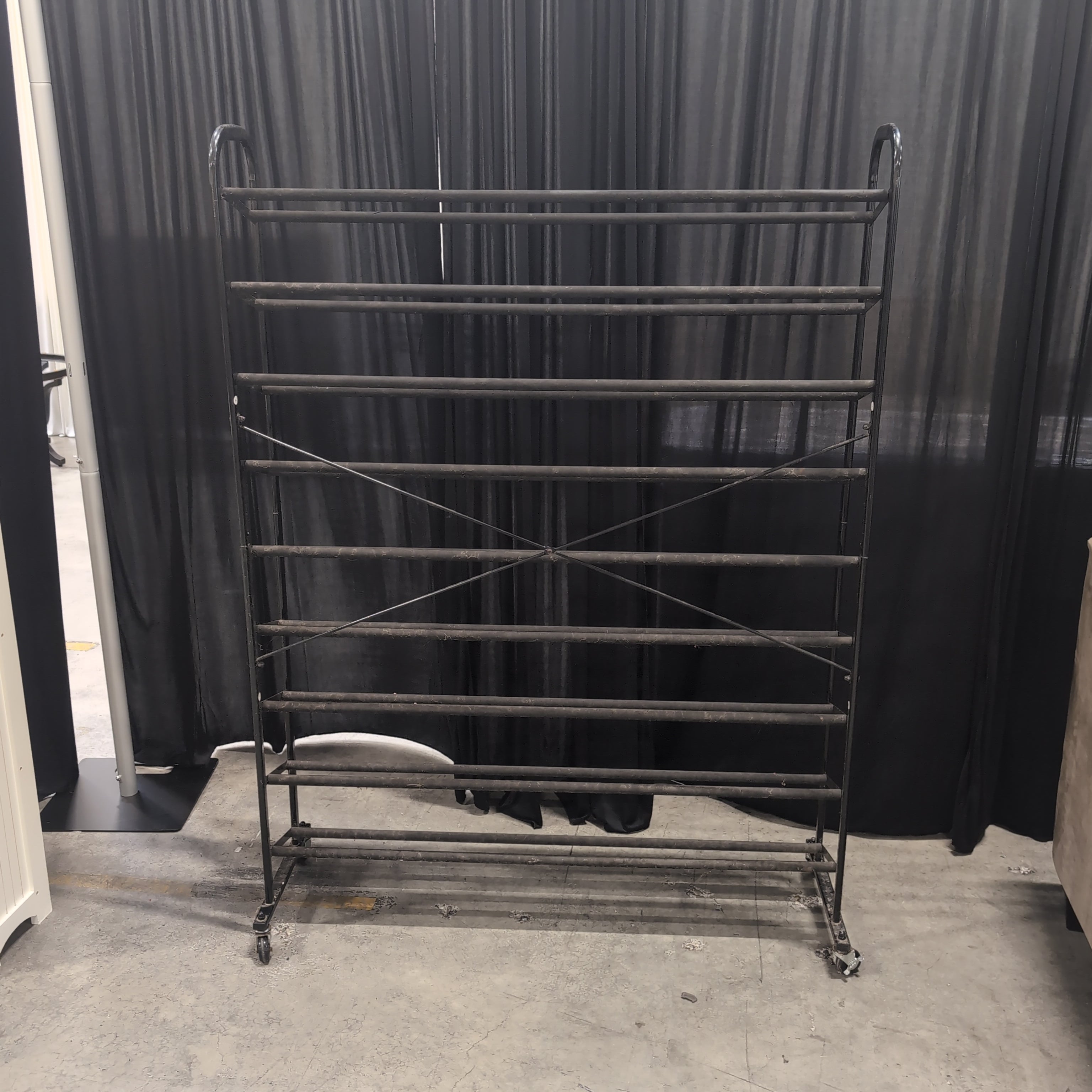 Black Metal Multi-Tier Rolling Shoe Rack