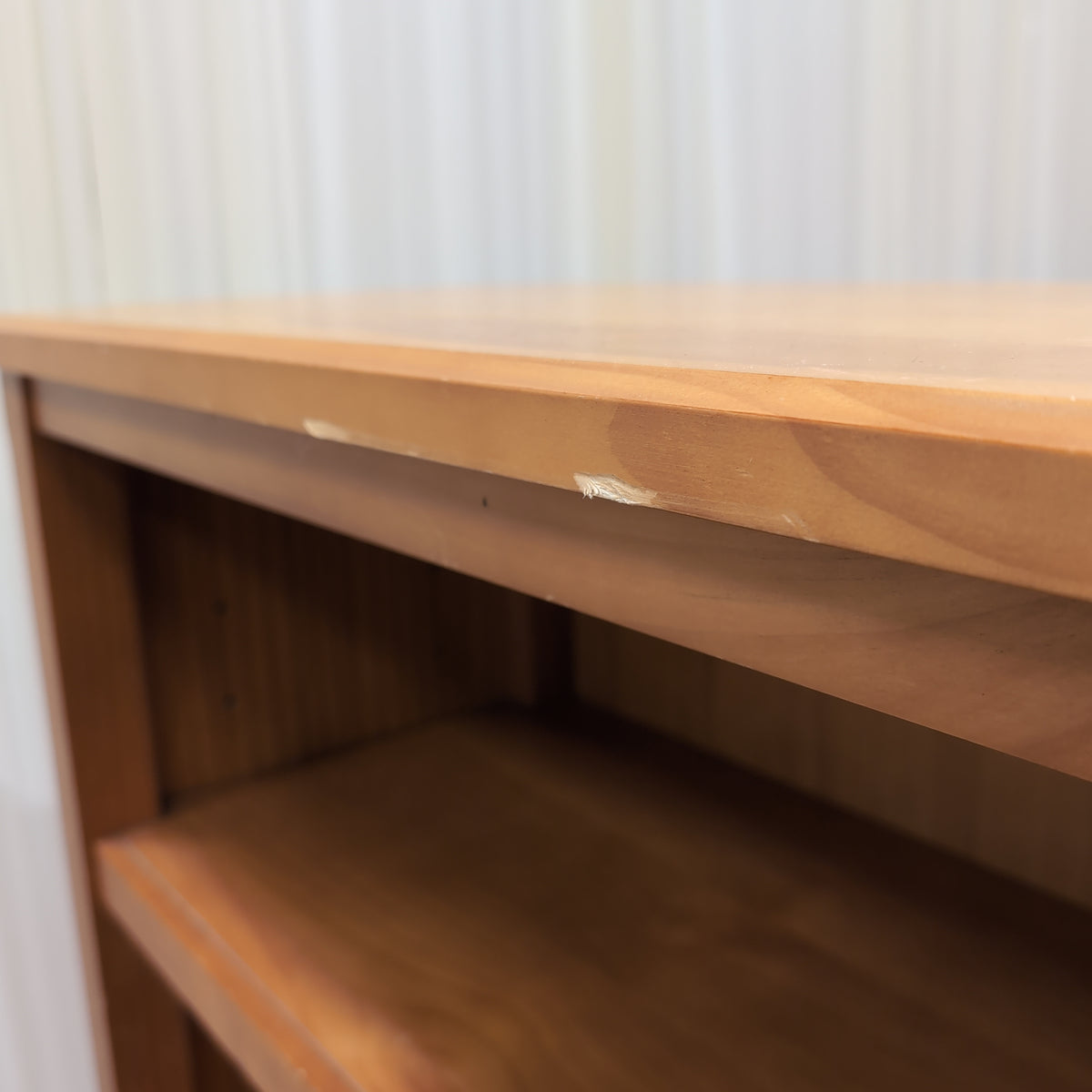 Light Brown Wood Five-Shelf Bookcase