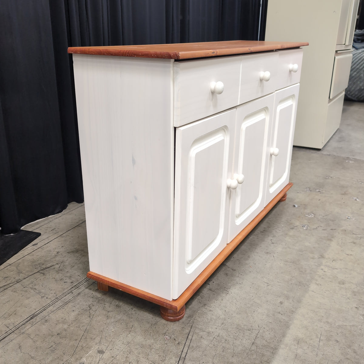 Two-Tone Wood Buffet with White Knobs