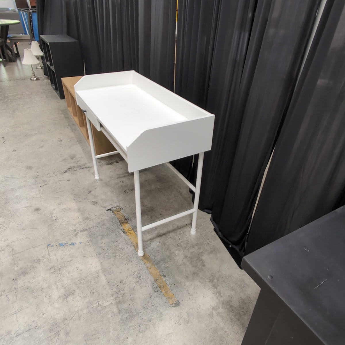 IKEA-White Minimalist Single-Drawer Desk with Cable Management