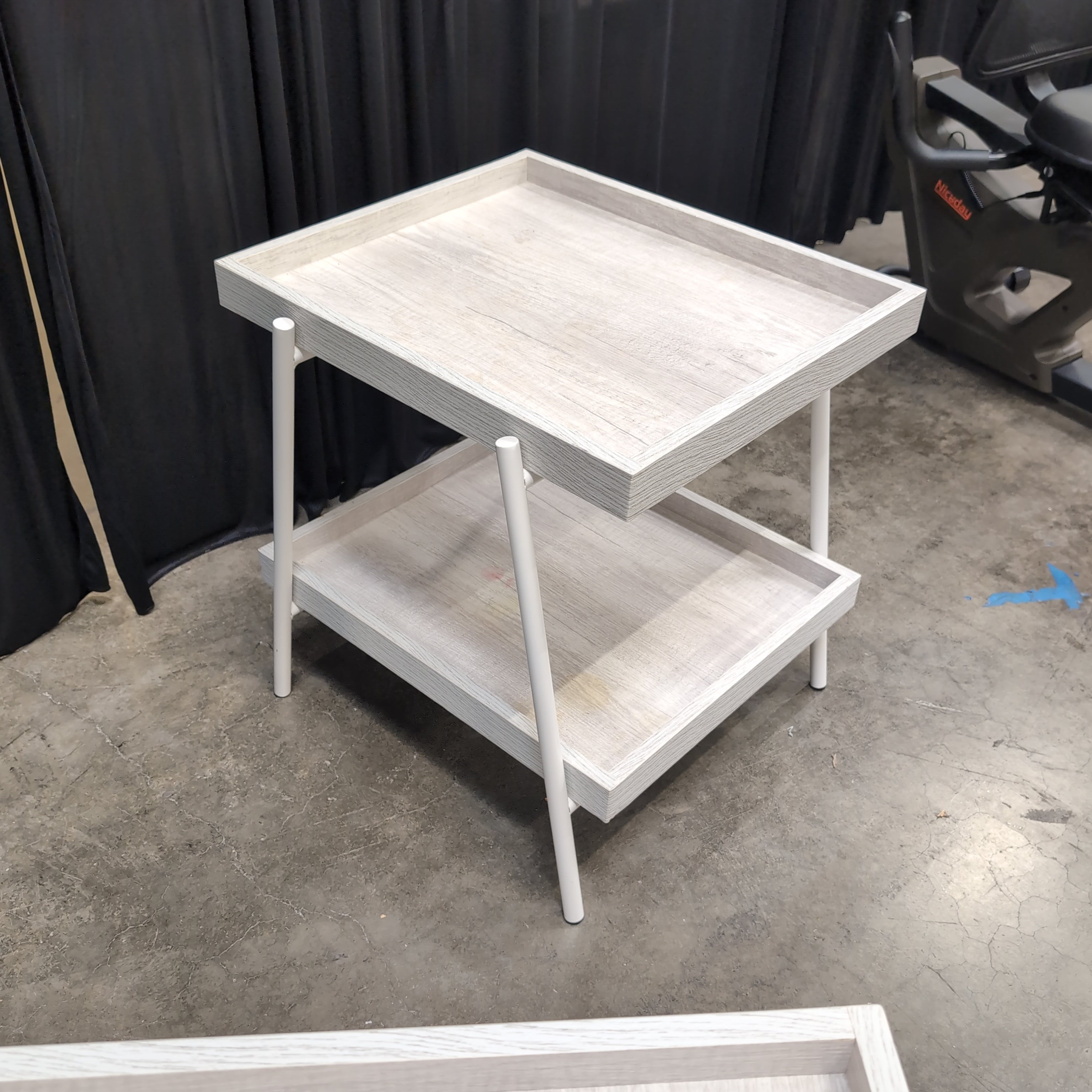 Light Wood Grain Two-Tier End Table Set