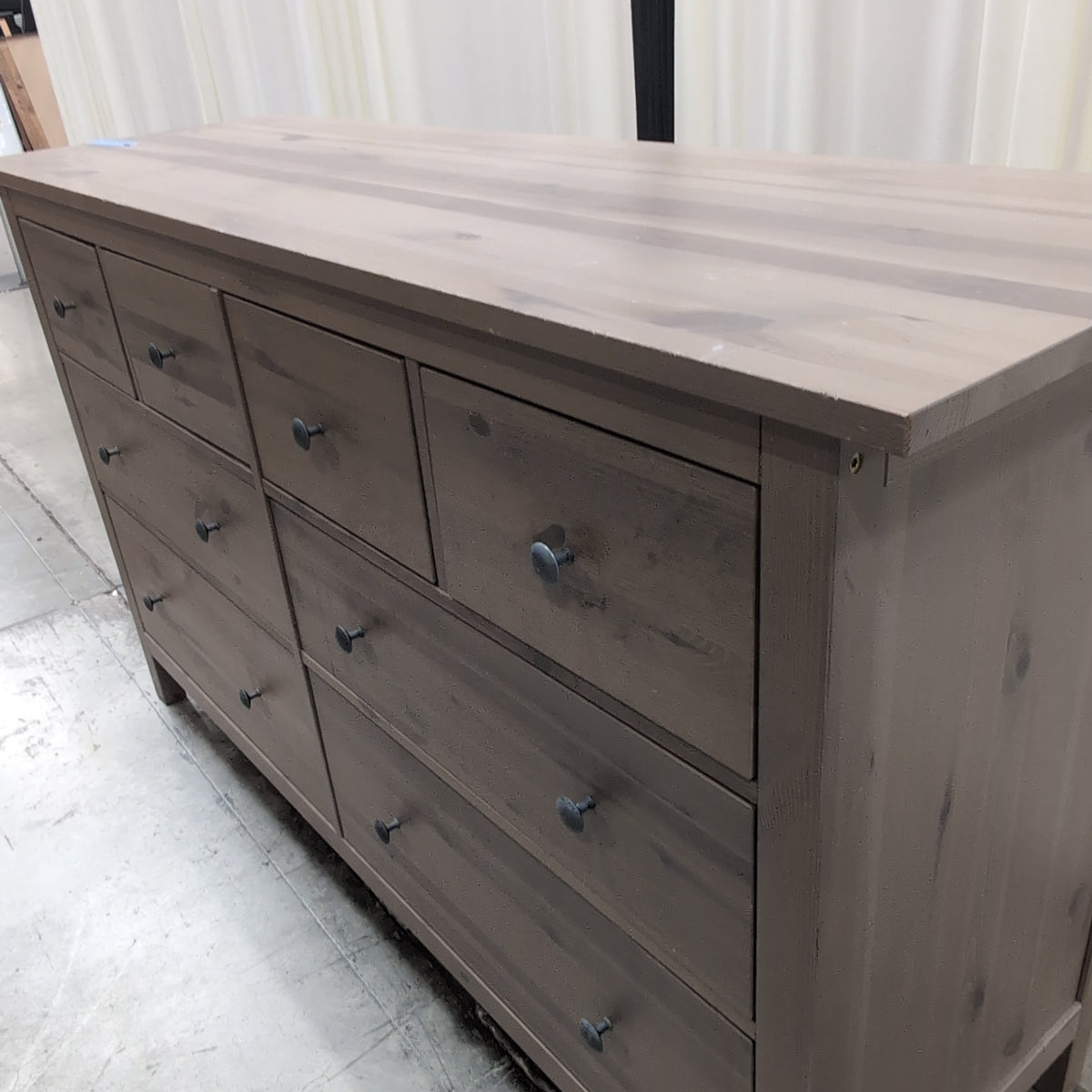Greyish-Brown Wood Dresser with Light Top