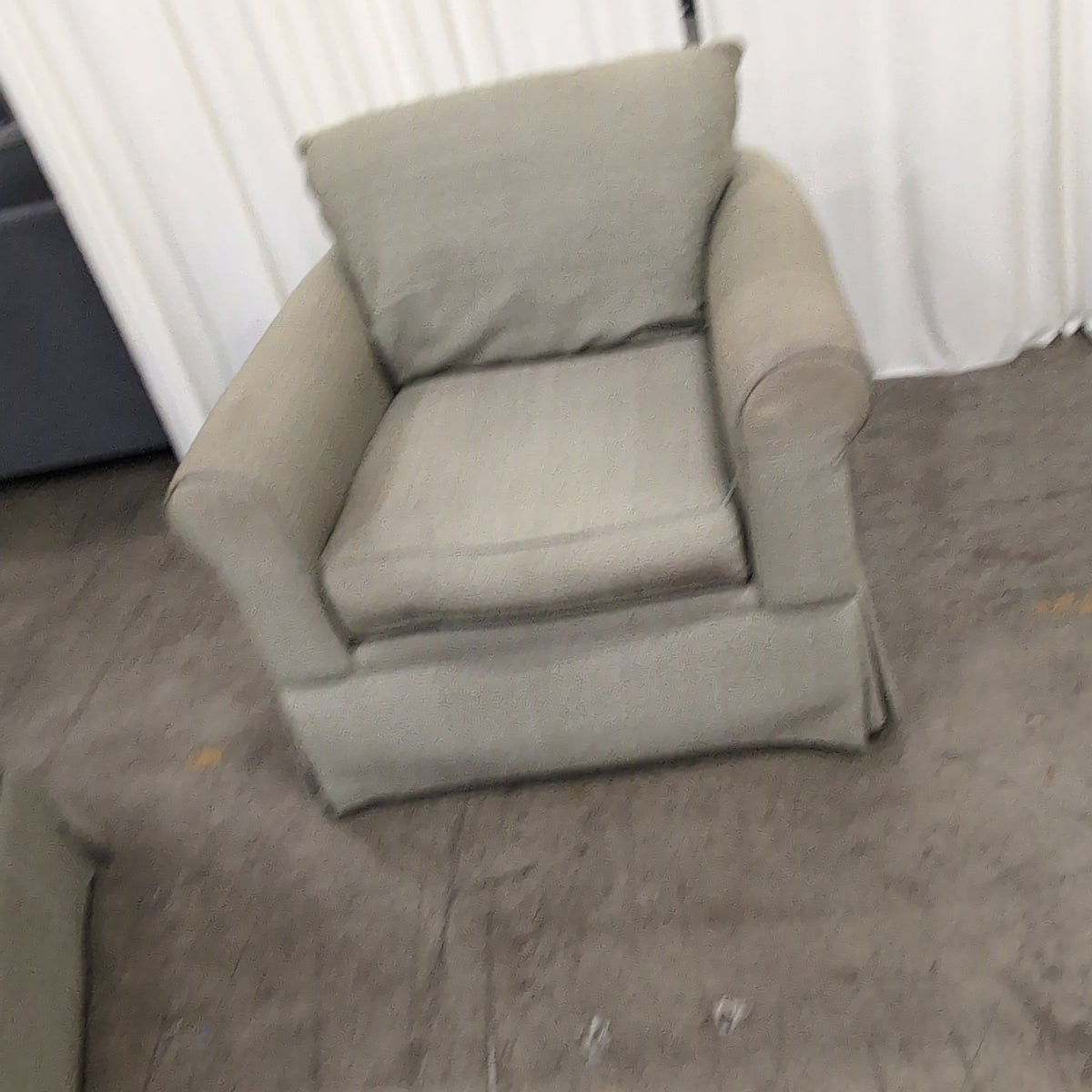 Bassett Furniture Sage Green Rolled Arm Armchair and Ottoman Set