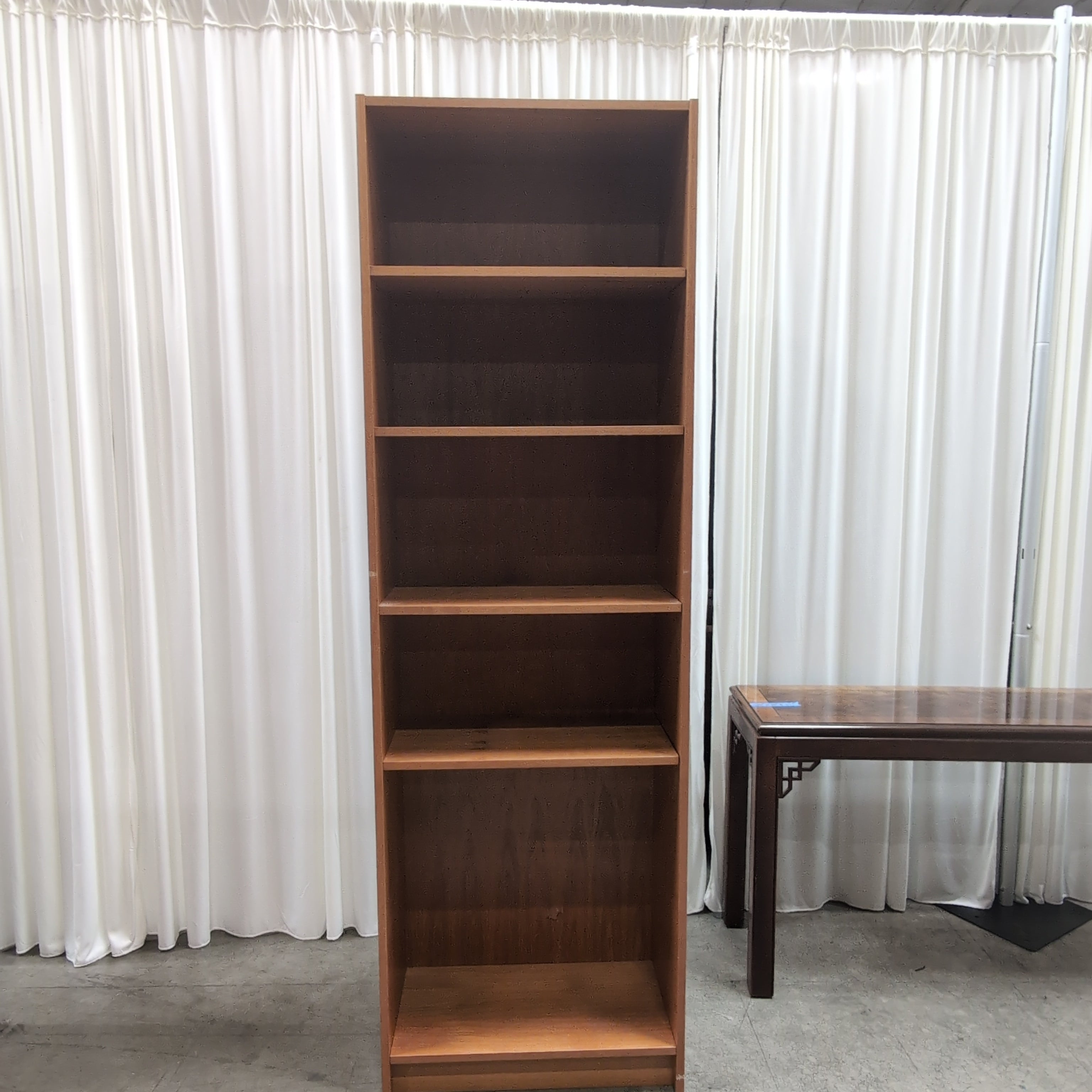 Light Brown Wood Five-Shelf Bookcase