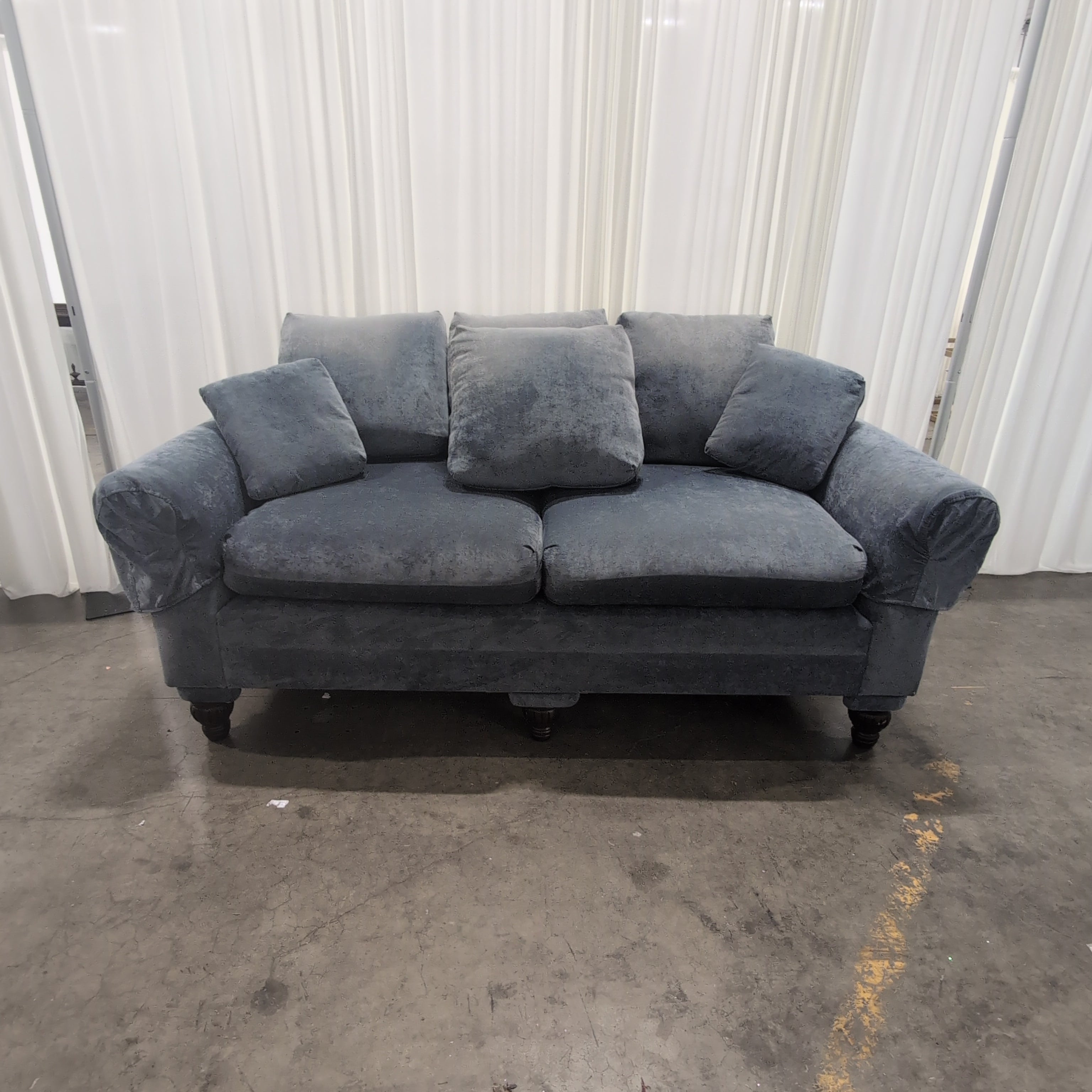 Plush Grey Velvet Loveseat