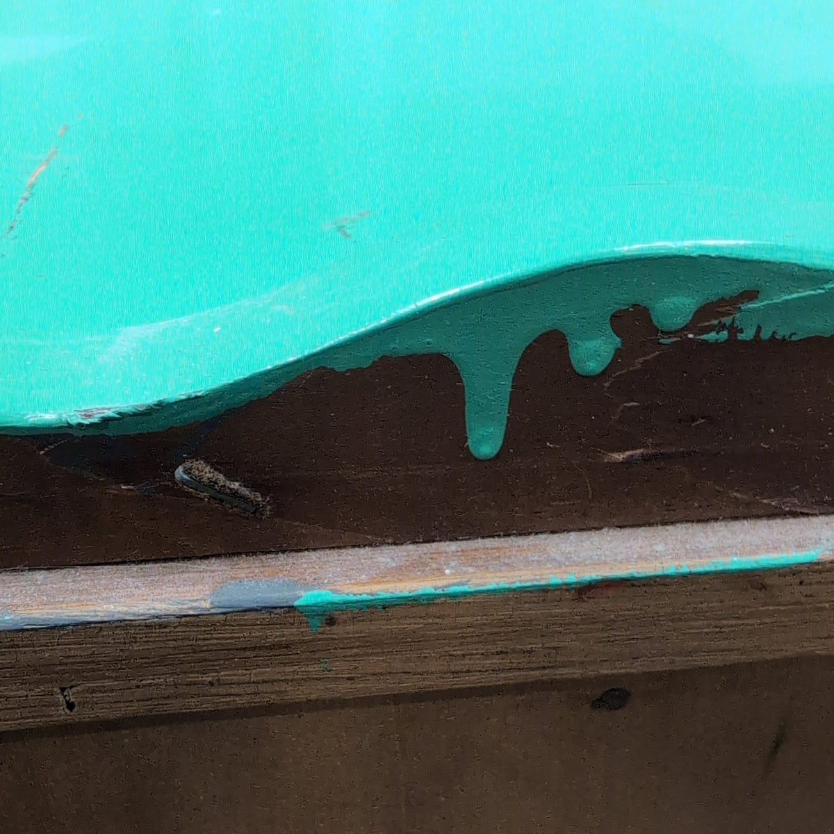 Teal Painted Wood Dresser with Scalloped Top