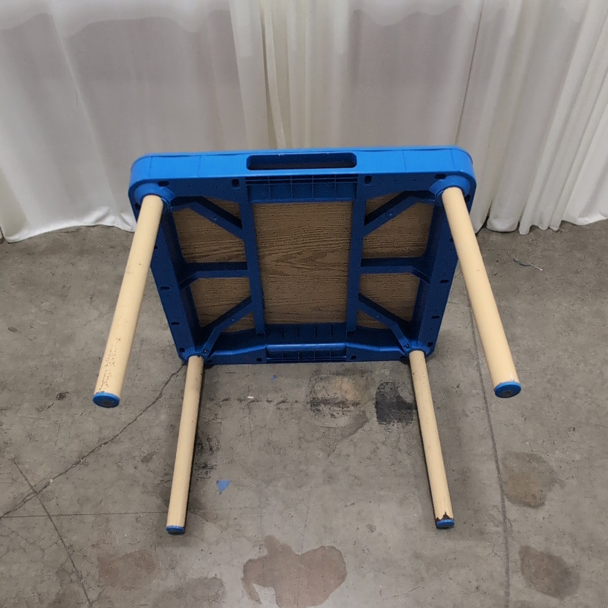 Blue Plastic Frame Kids Table with Wood-Look Top