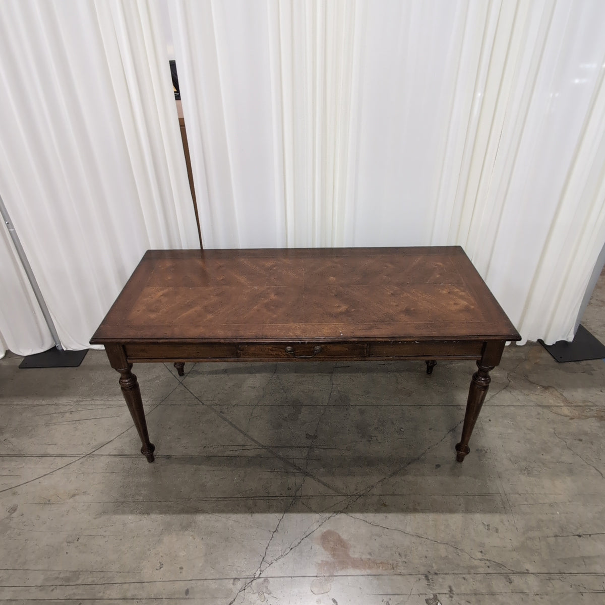 Classic Dark Brown Wood Dining Table with Turned Legs