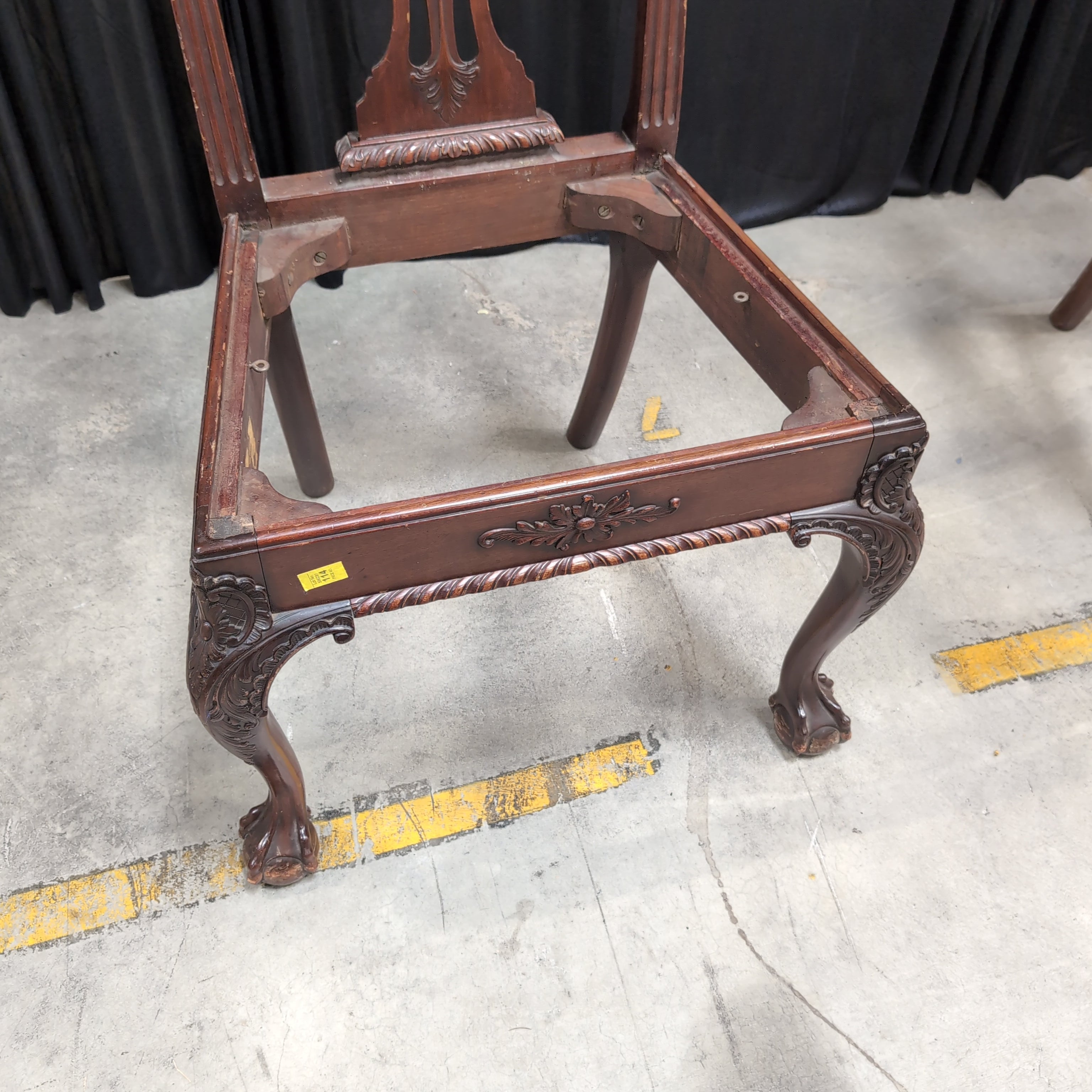 Chippendale Style Carved Wood Chair with Claw Feet