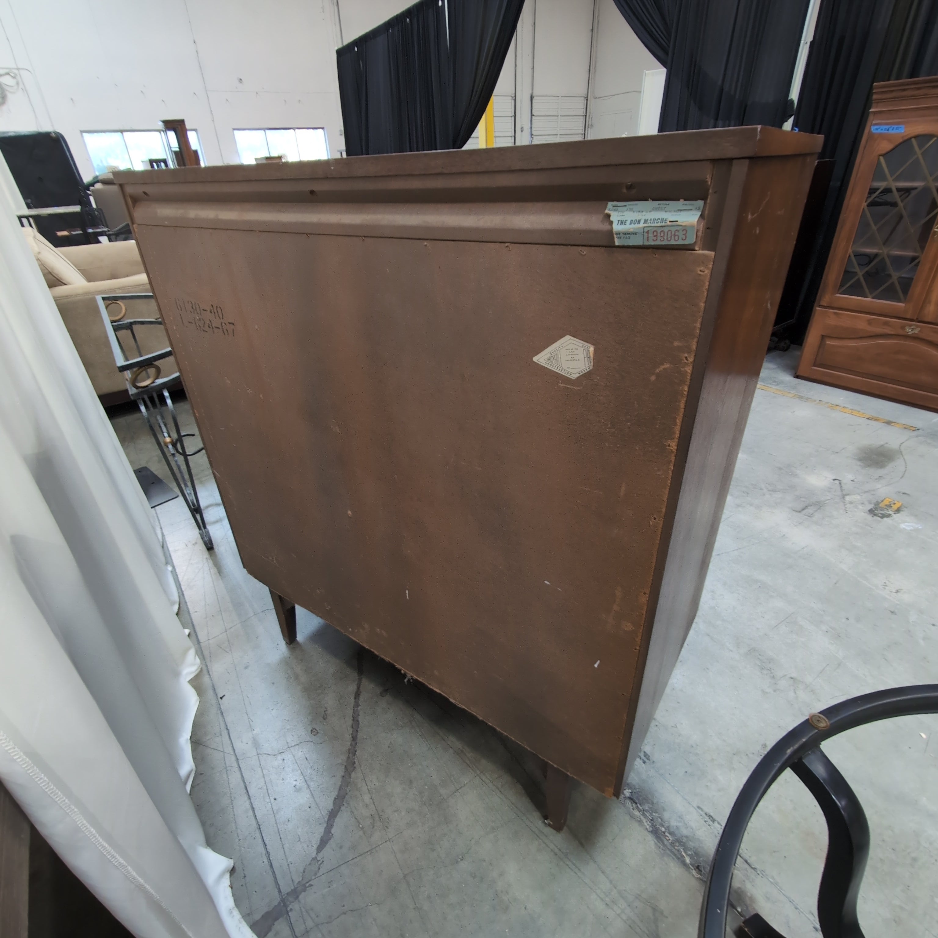 Mid-Century Modern Five-Drawer Dresser in Dark Wood