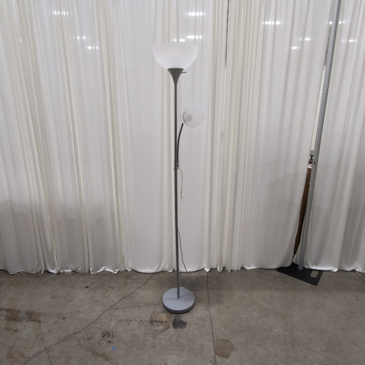 Pair of Grey Metal Floor Lamps with Reading Lights