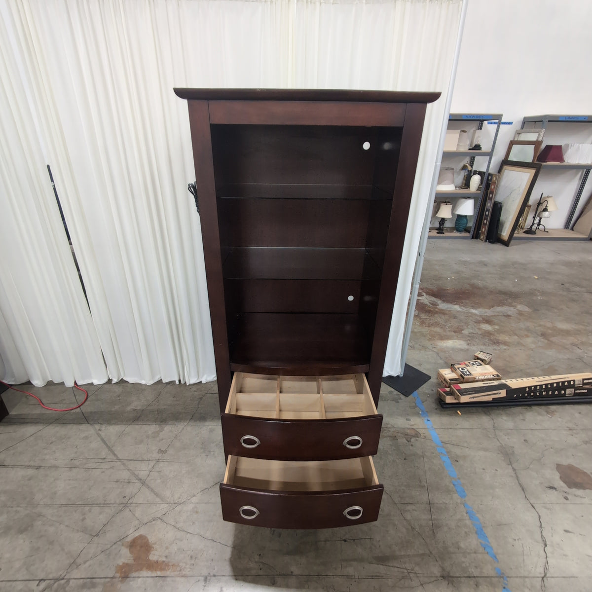Dark Espresso Wood Two-Drawer TV Stand
