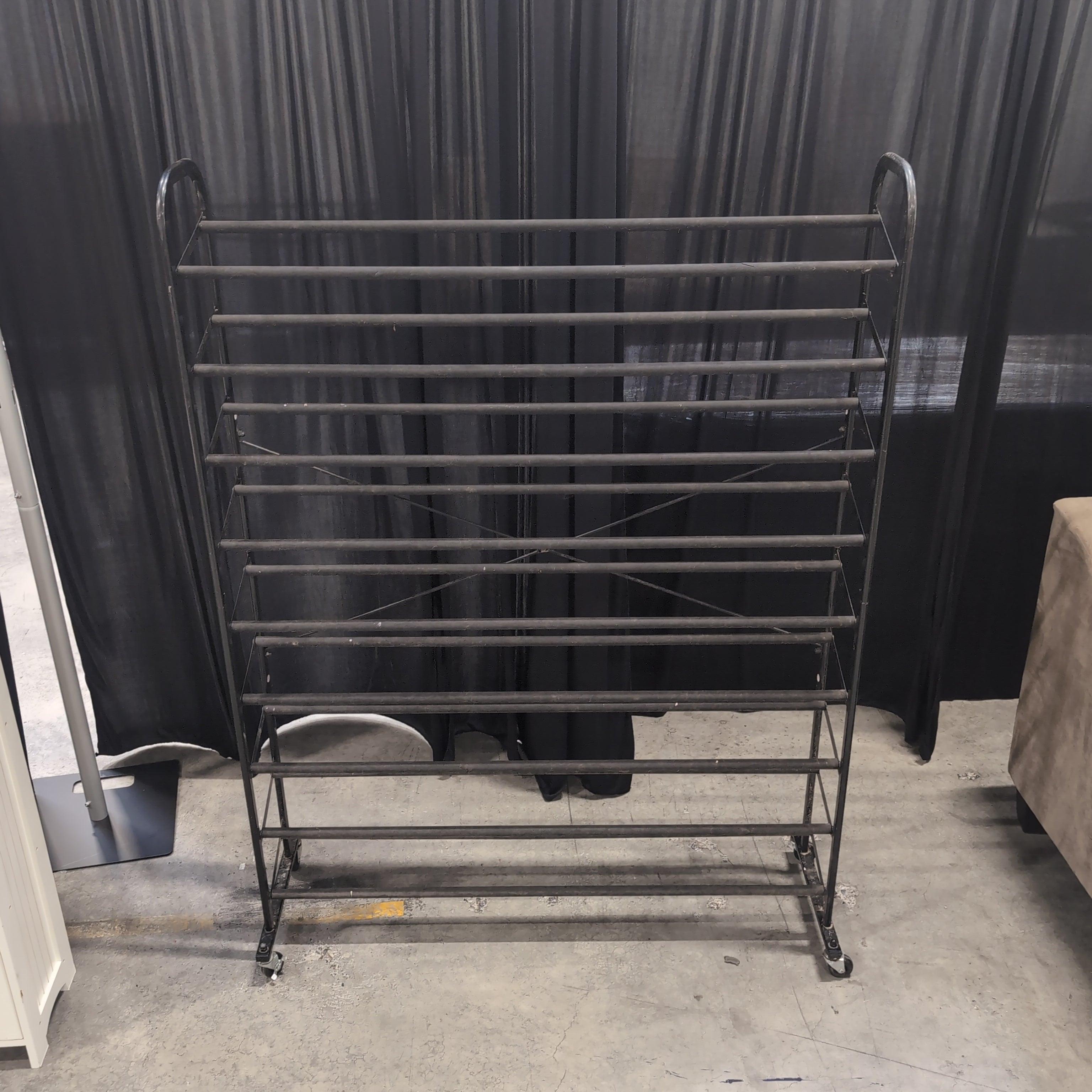 Black Metal Multi-Tier Rolling Shoe Rack