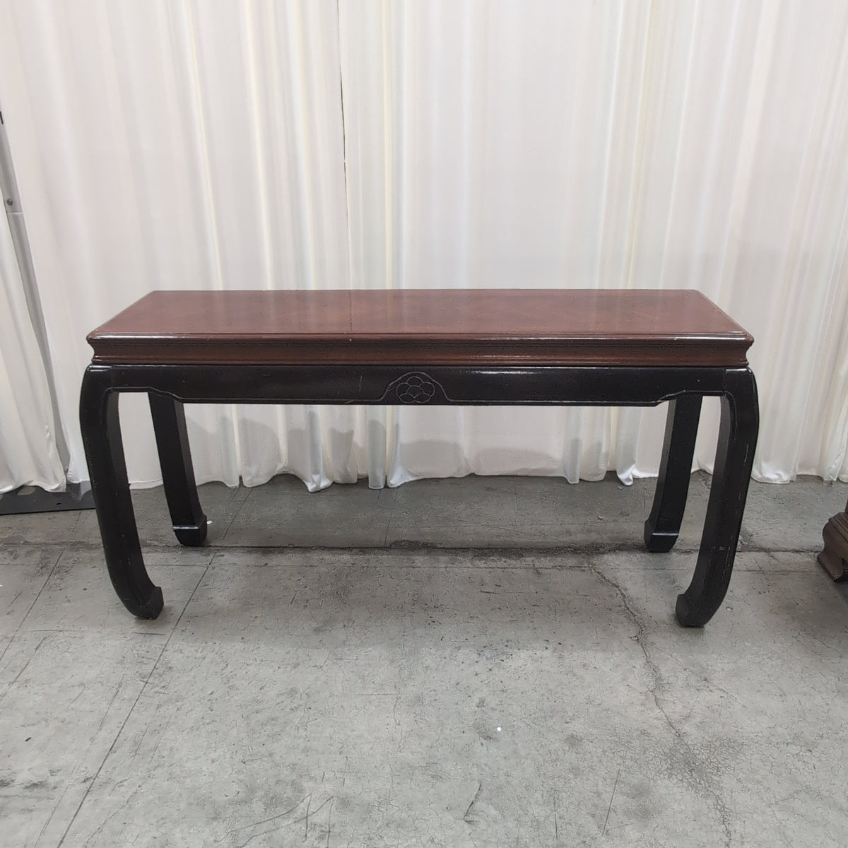 Two-Tone Asian Style Console Table with Carved Apron