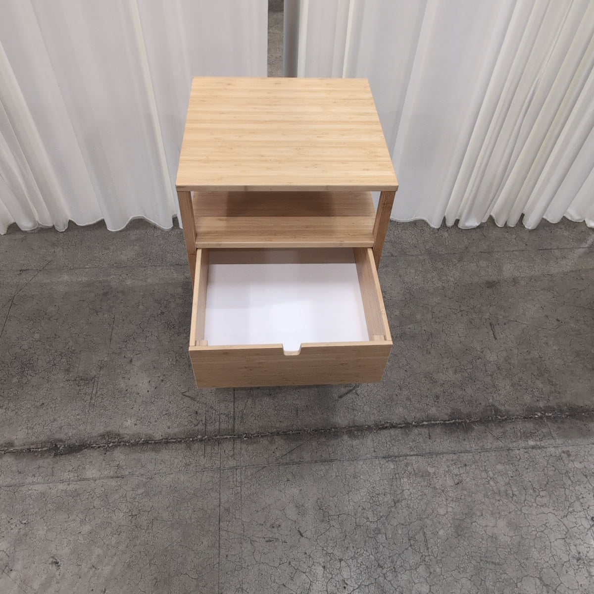 IKEA-Natural Bamboo Nightstand with One Drawer
