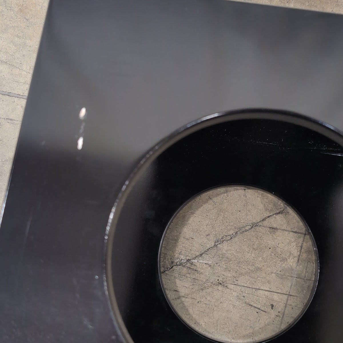 Matte Black Square Speaker Grille with Circular Cutout