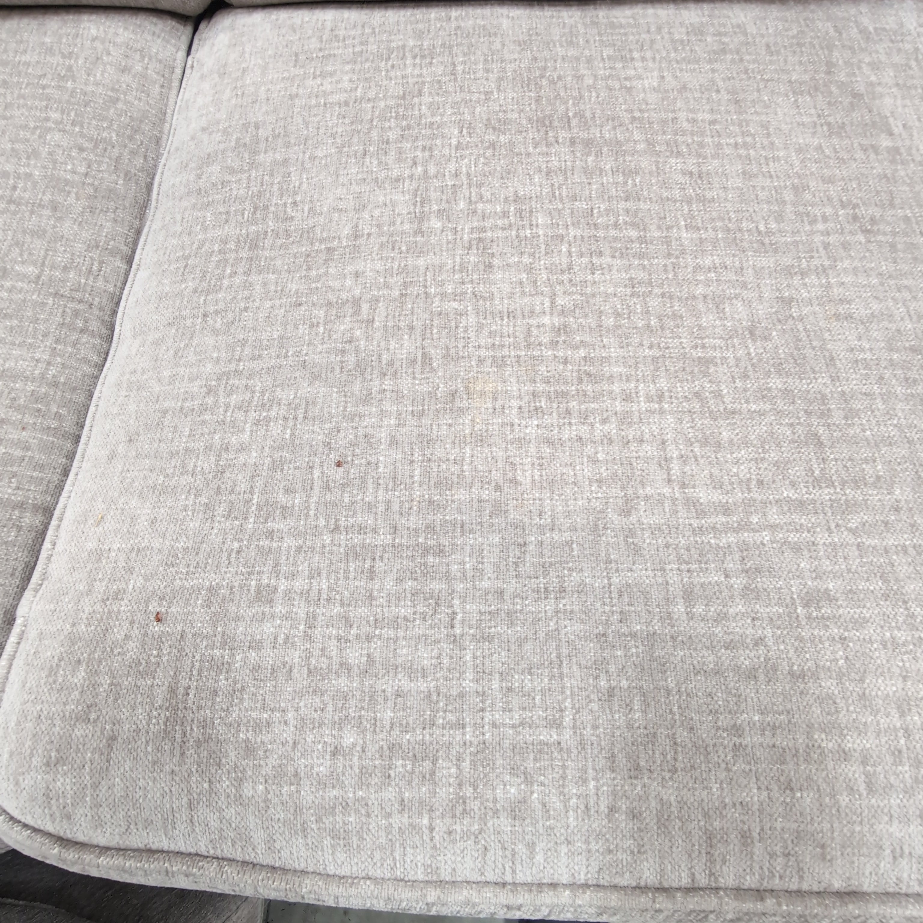 Light Grey Woven Fabric Three-Seat Couch with Storage Ottoman