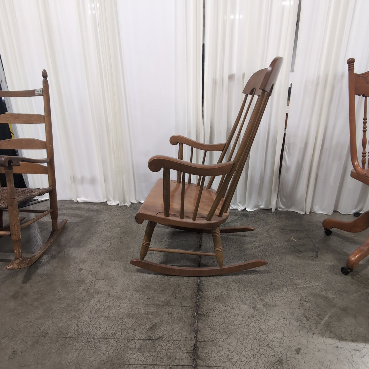 Authentic Furniture Products Traditional Spindle Back Rocking Chair in Brown Wood