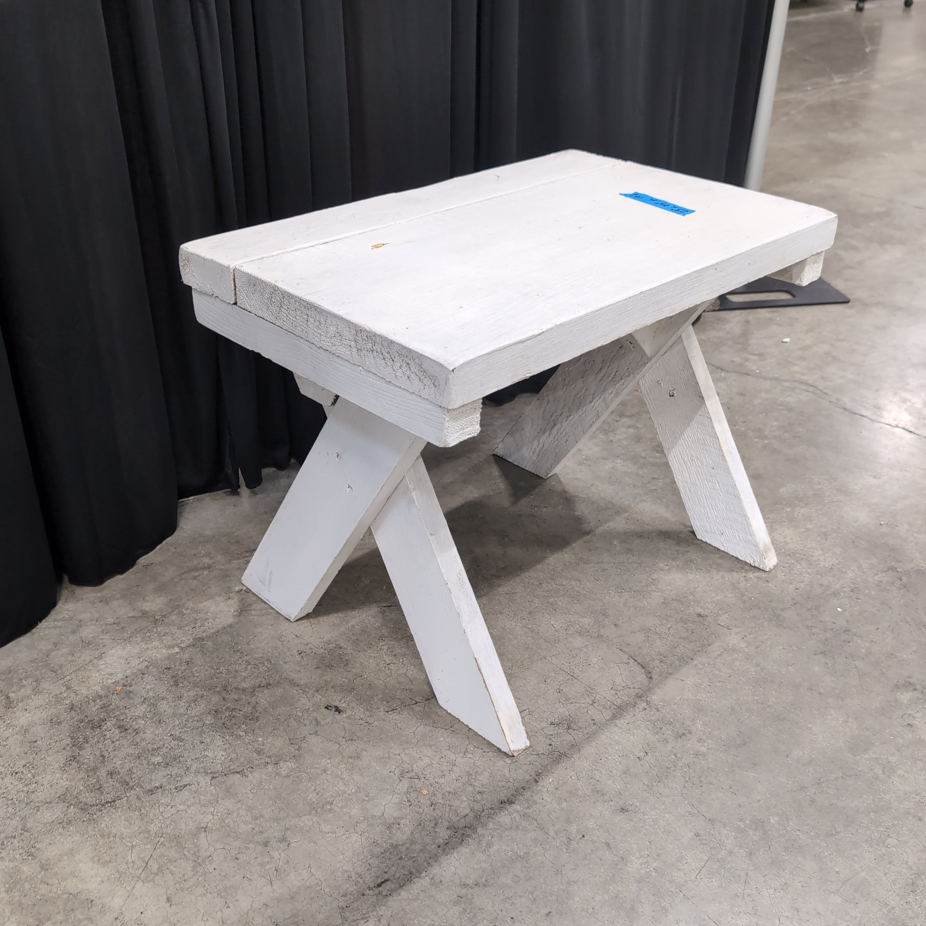 Light Wood Outdoor End Table with X-Base