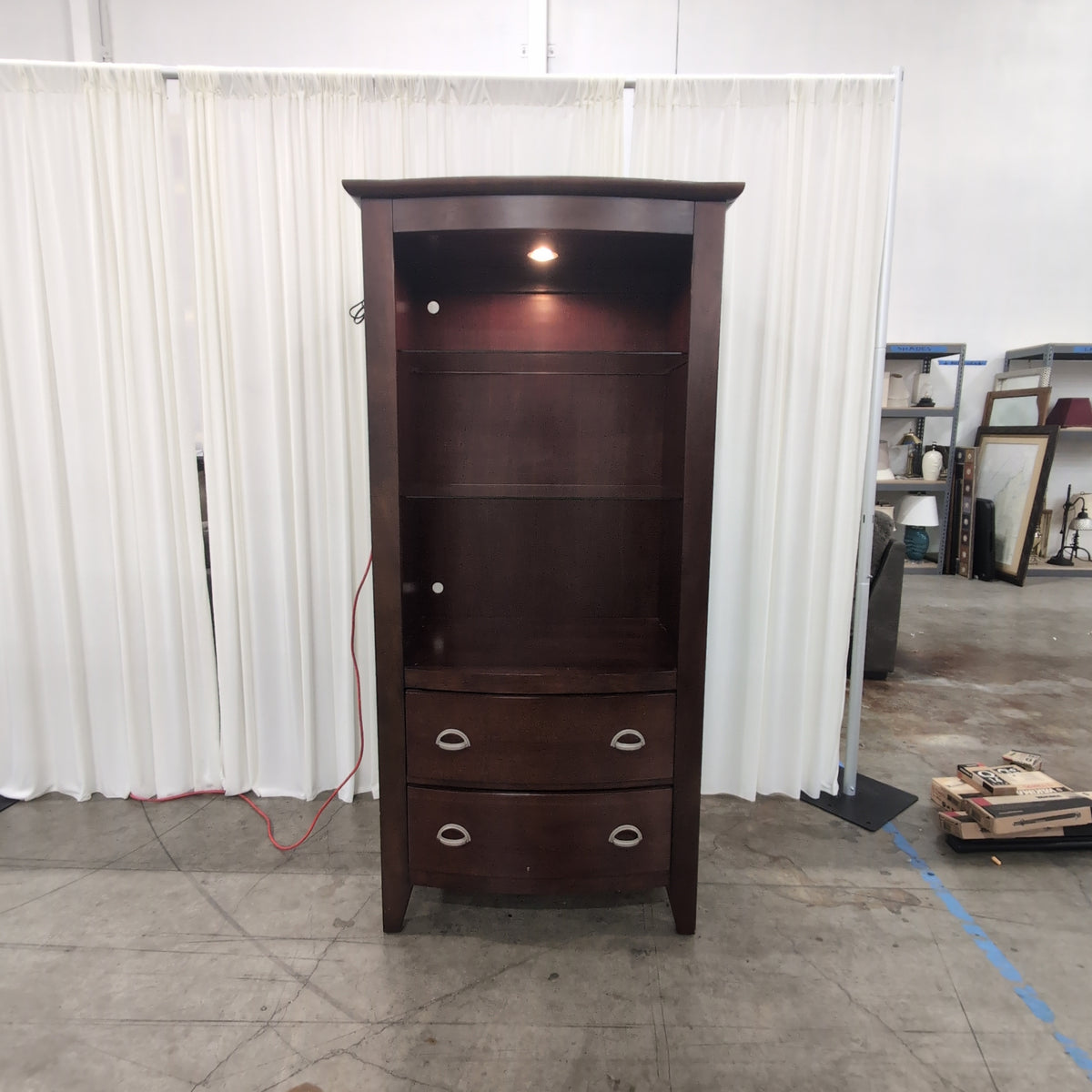 Dark Wood Display Bookcase with Glass Shelves