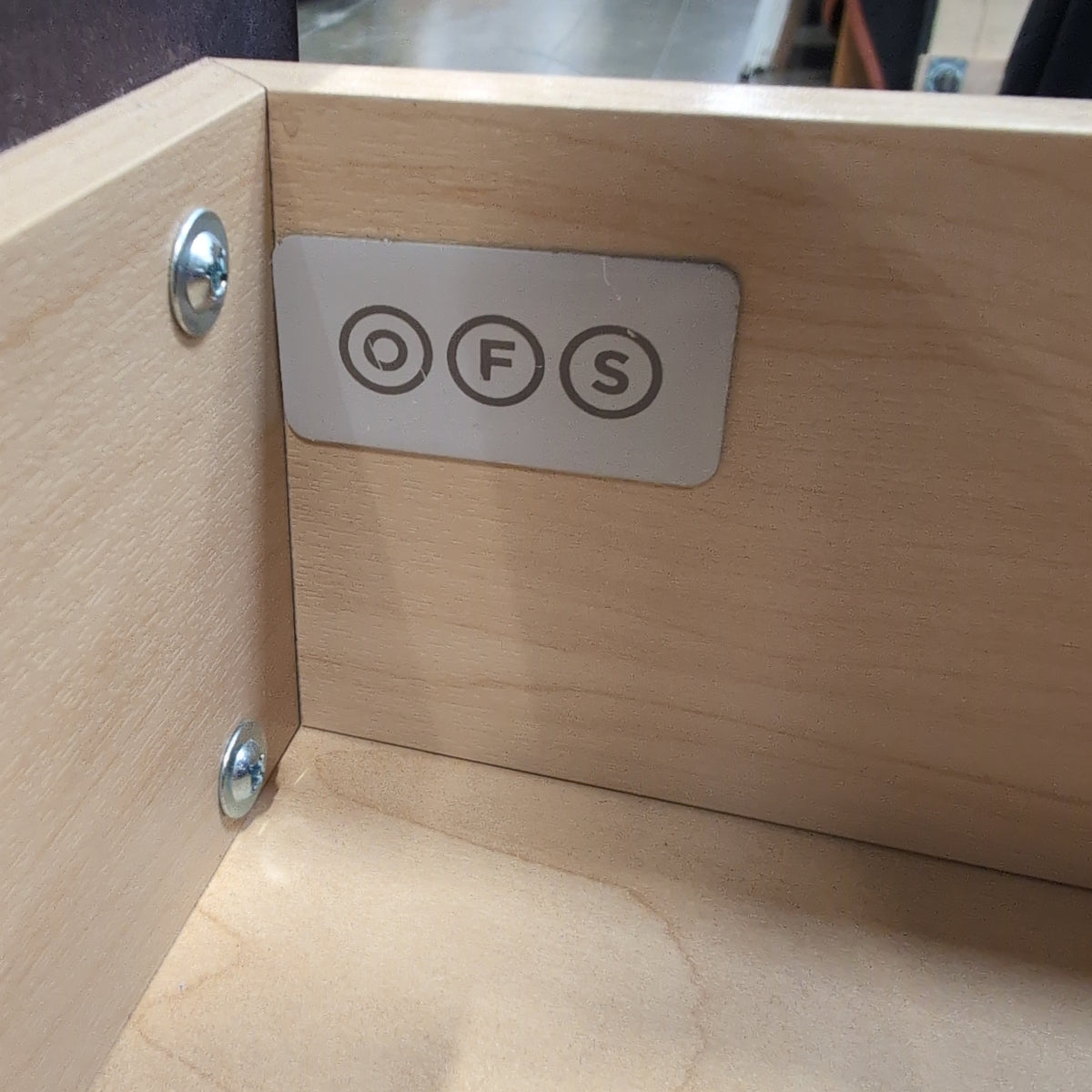 Dark Brown Laminate Office Desk with Grommet Holes