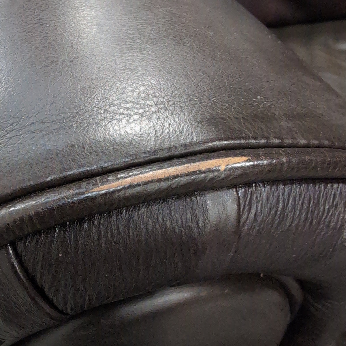 IP Dark Brown Leather Armchair with Rolled Arms