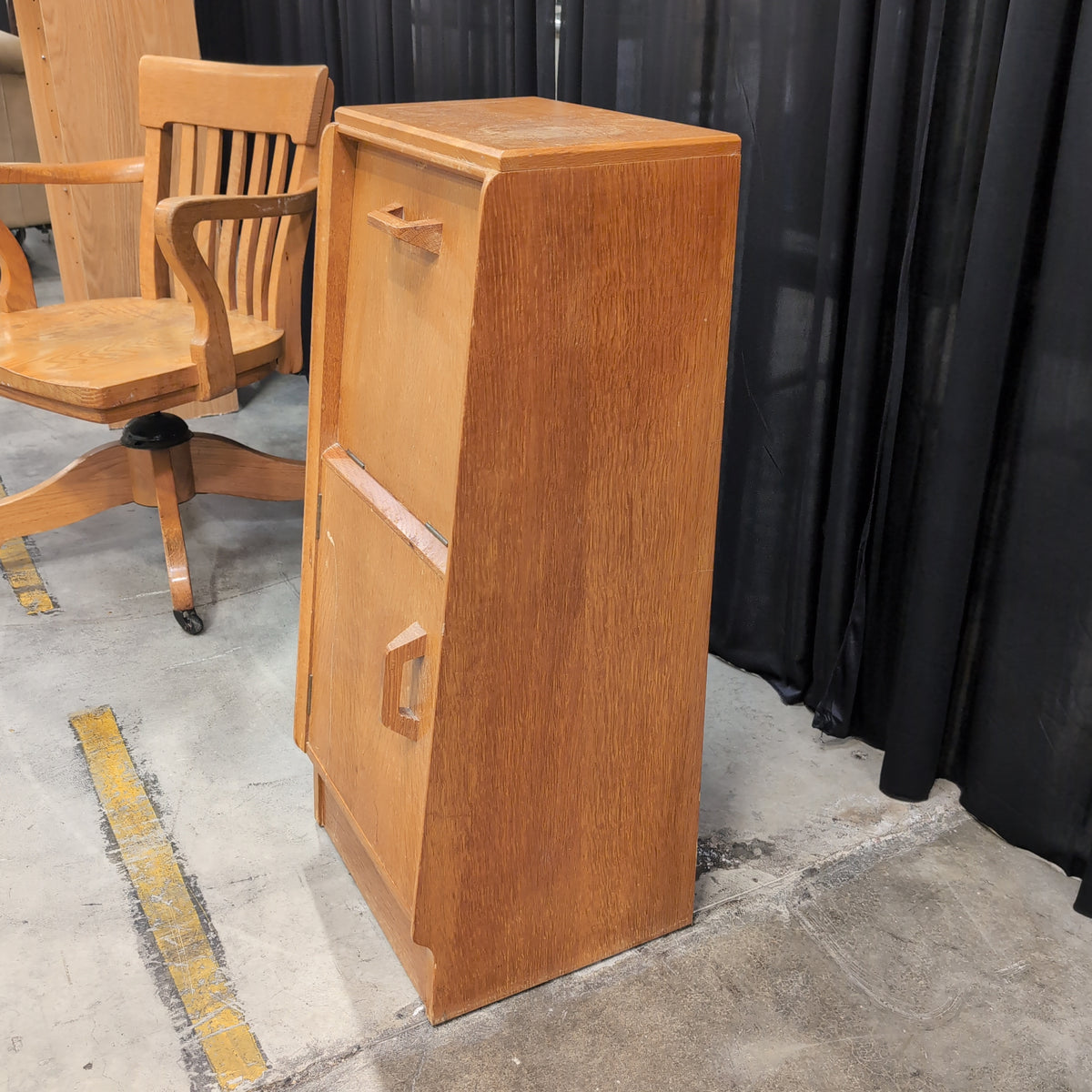 Warm Brown Wood Two-Drawer Filing Cabinet