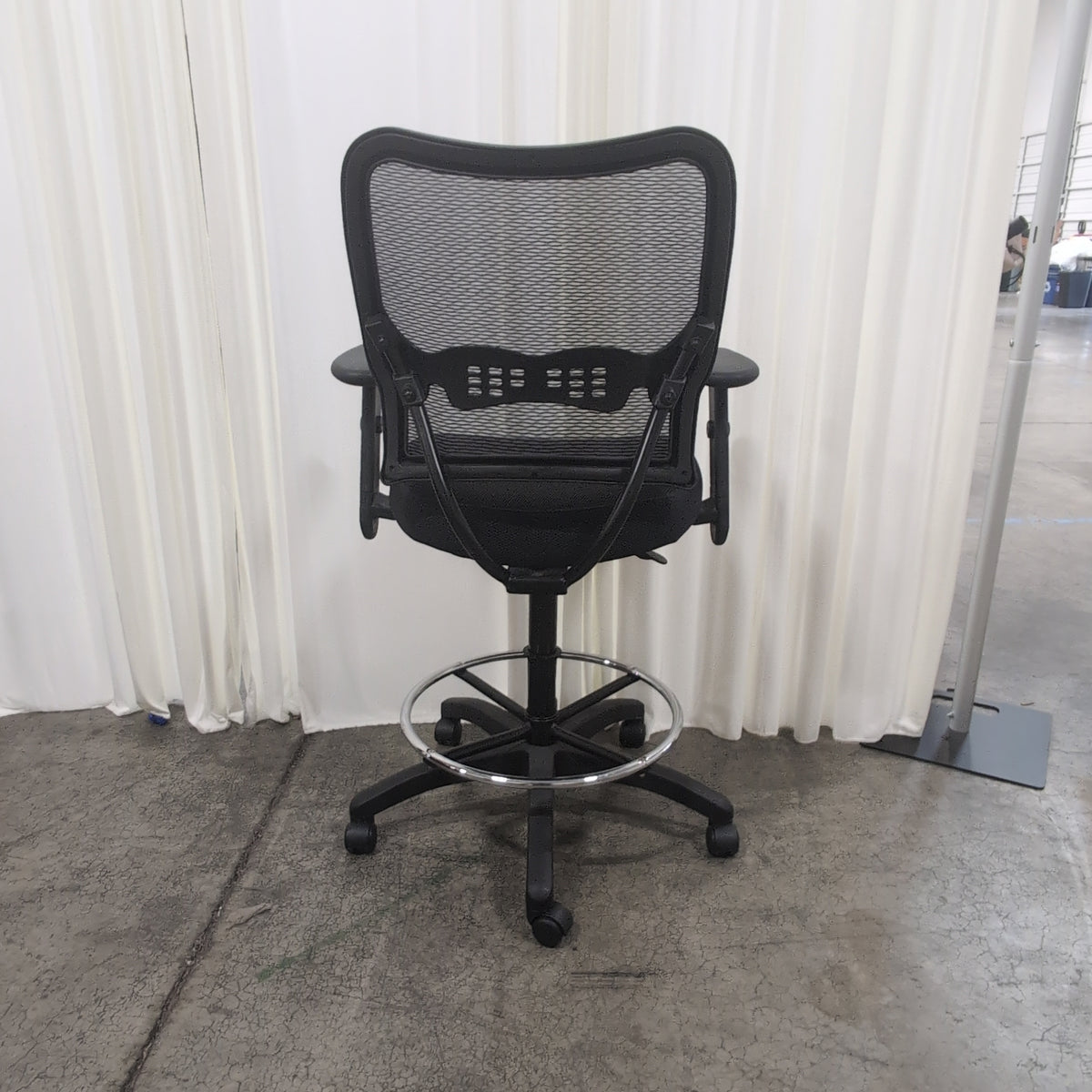 Black Mesh Back Drafting Chair with Foot Ring