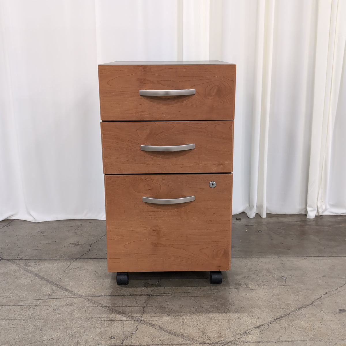 Three-Drawer Wood-Look Filing Cabinet with Gray Top