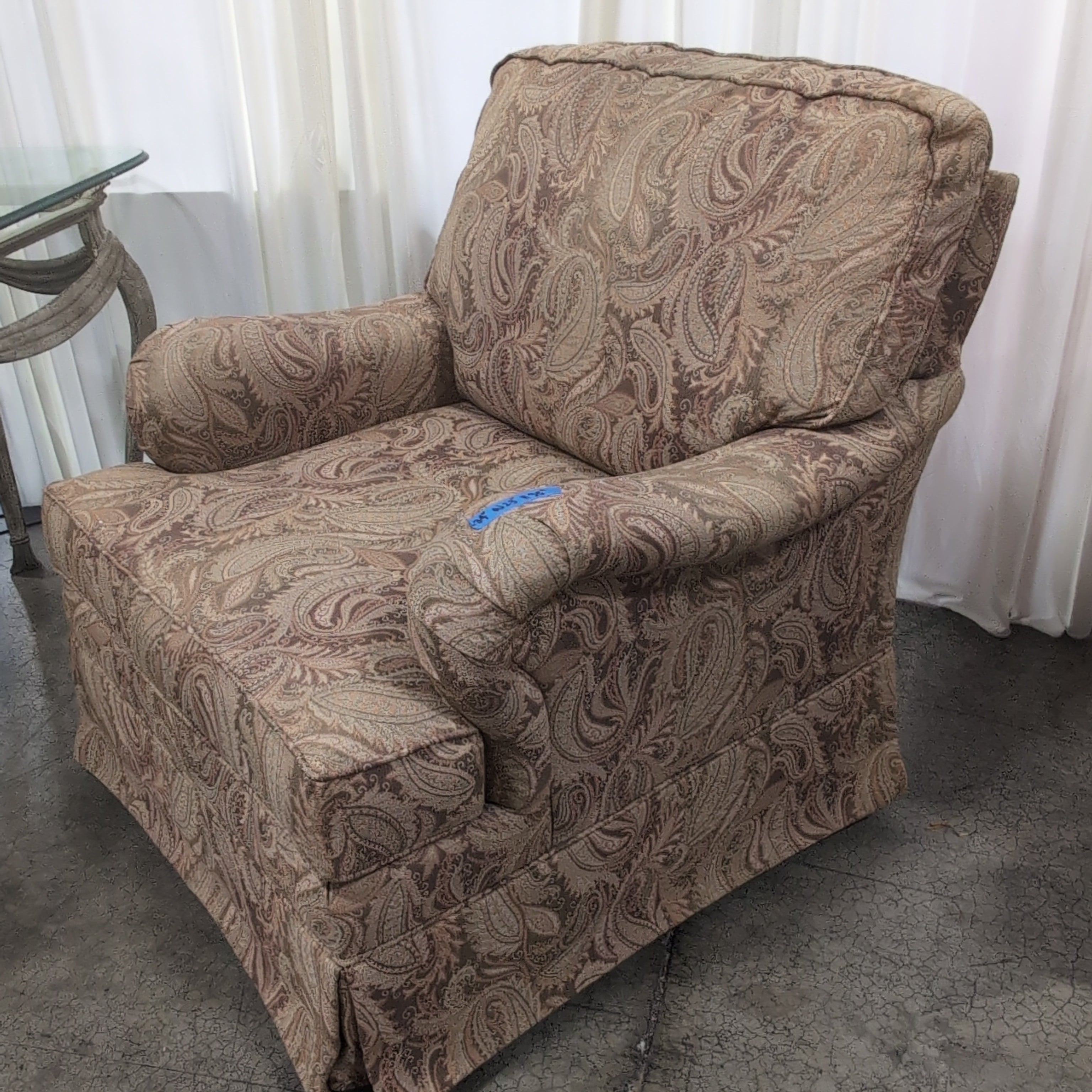 Riverside Traditional Beige Armchair in Paisley Fabric