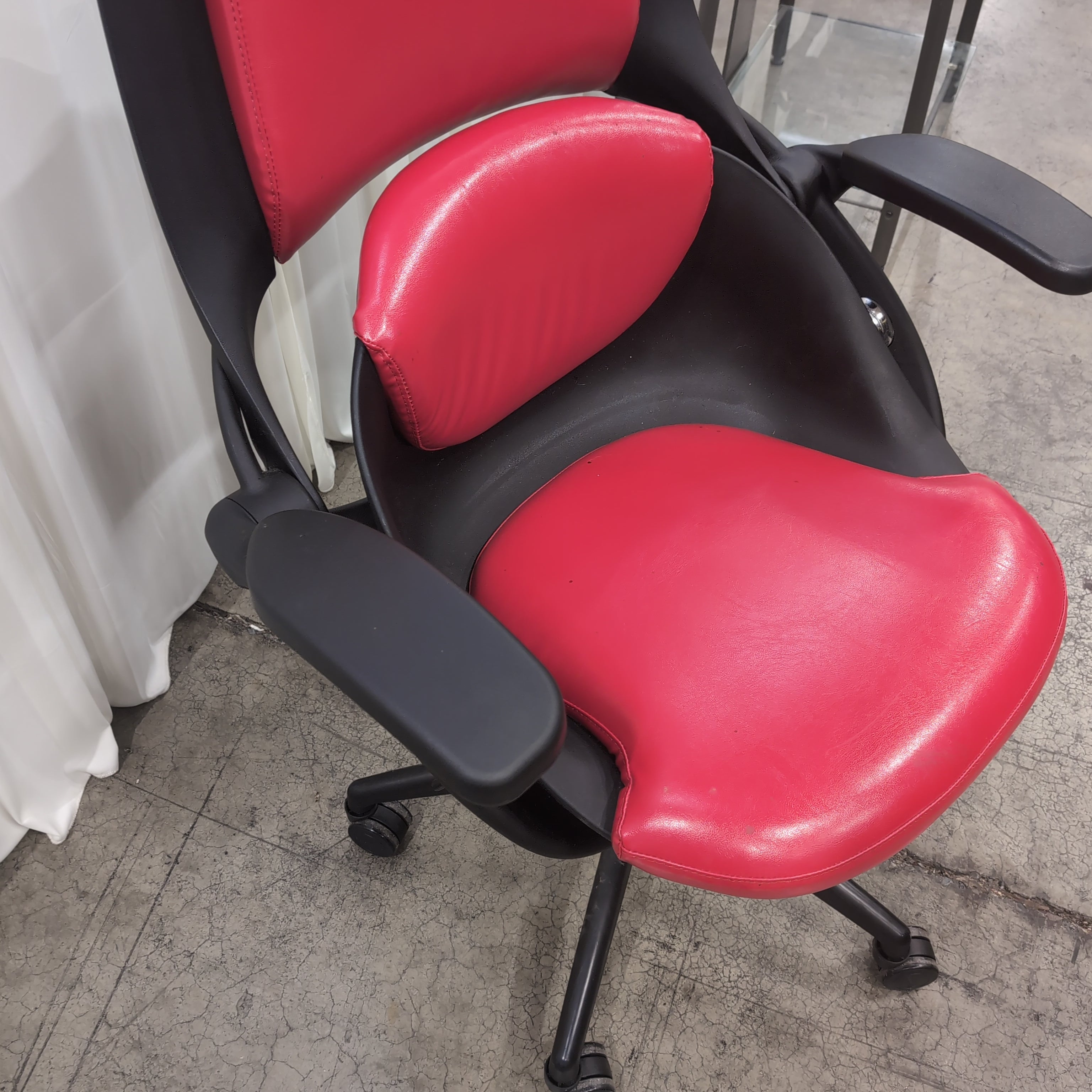 Red and Black Faux Leather Office Chair