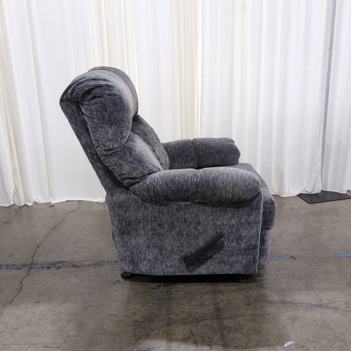 Padded Heathered Grey Fabric Recliner
