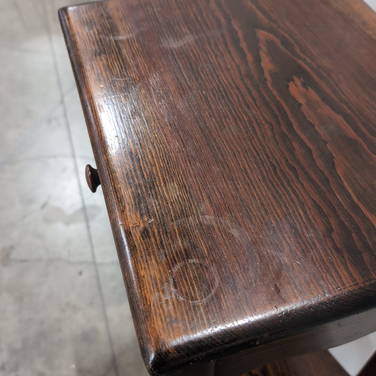 Dark Brown Wood Nightstand with Drawer and Shelf