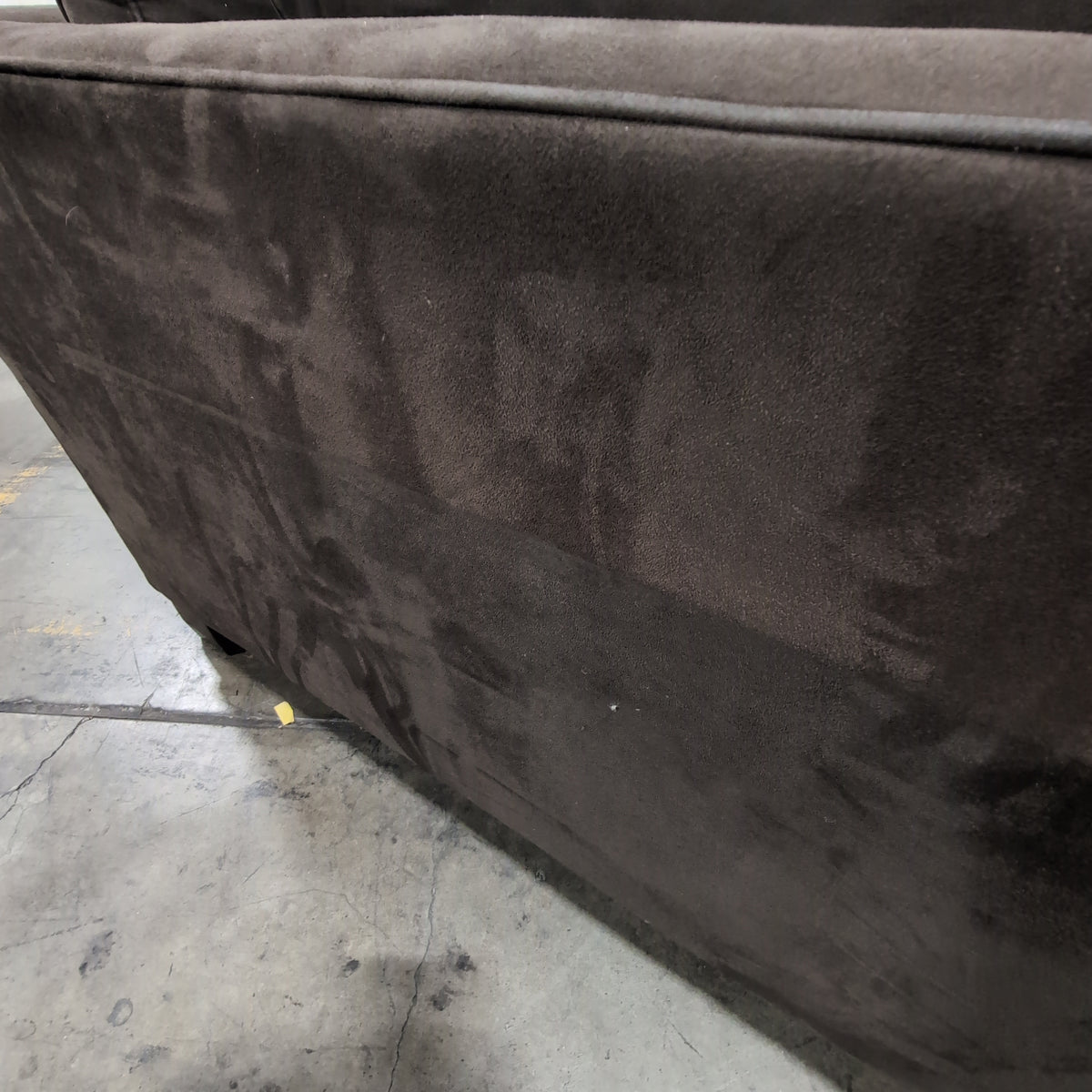 Dark Brown Microfiber L-Shaped Sectional Couch with Tufted Seats