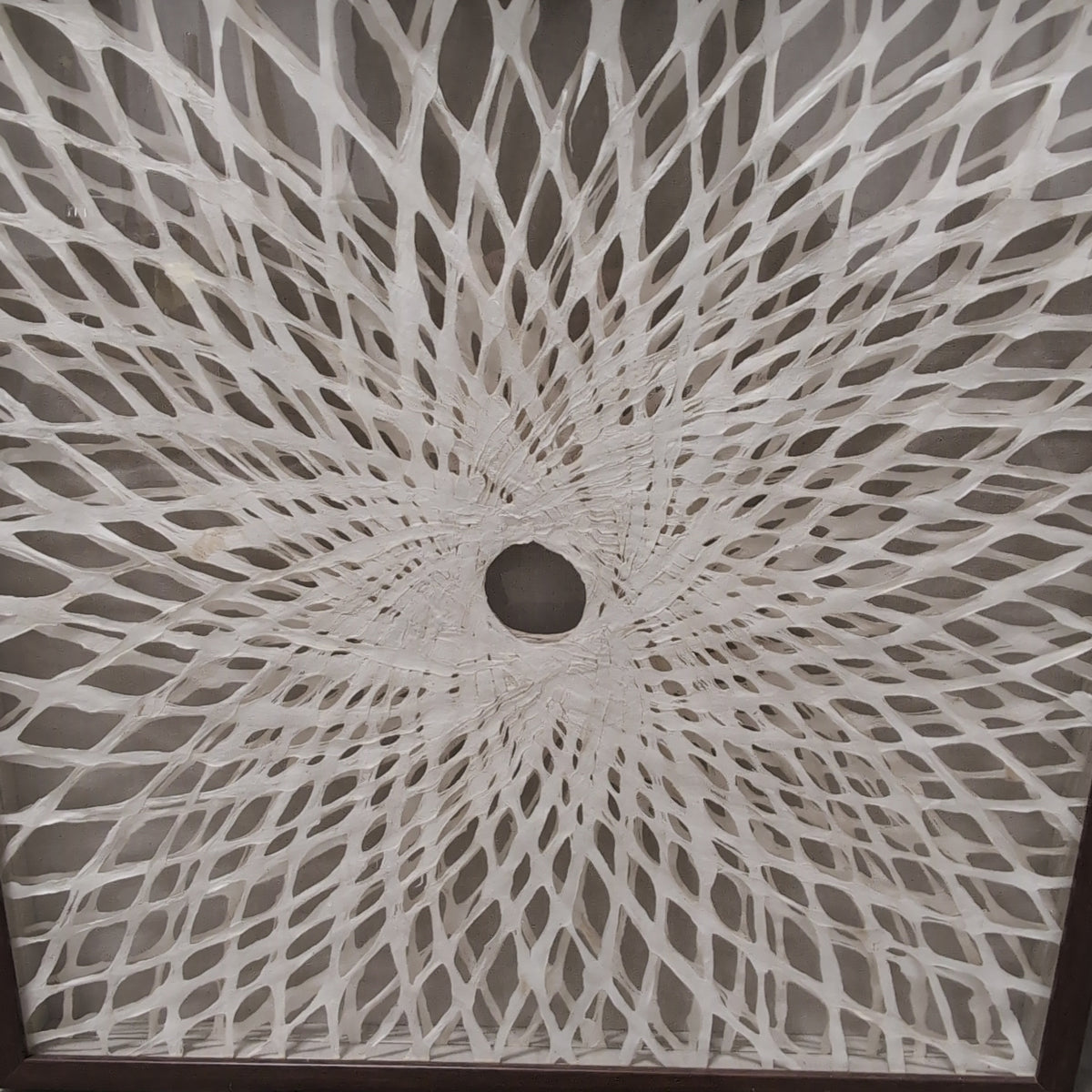 Geometric White Patterned Wall Art in Dark Wood Frame