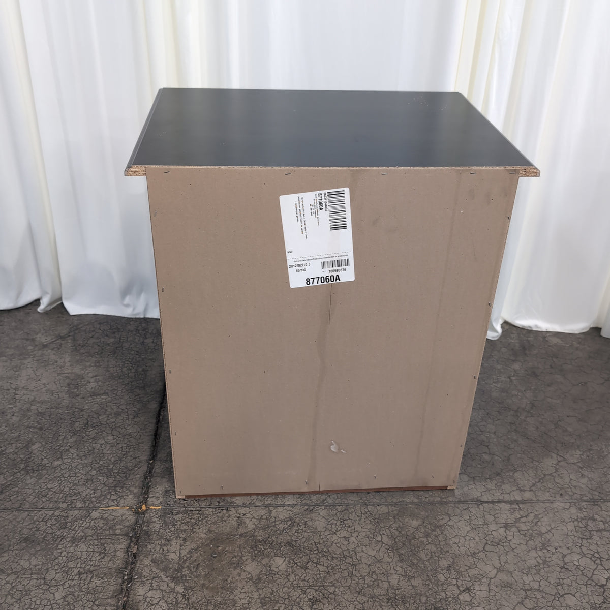 Dark Wood Two-Drawer Nightstand with Silver Handles