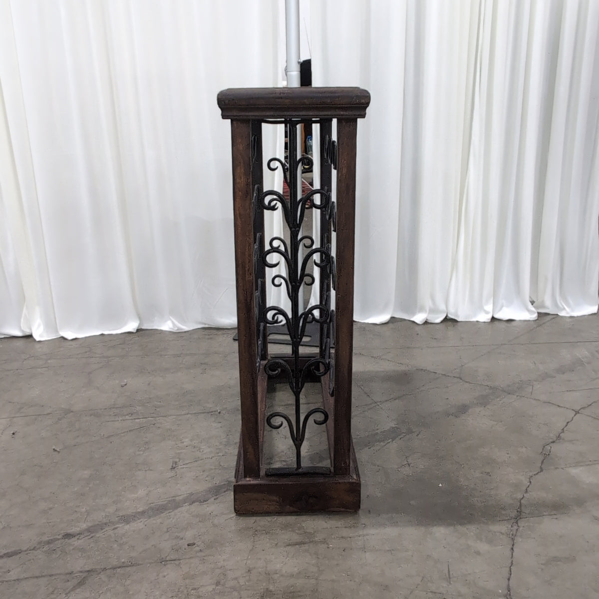 Dark Wood Top Metal Bottle Wine Rack