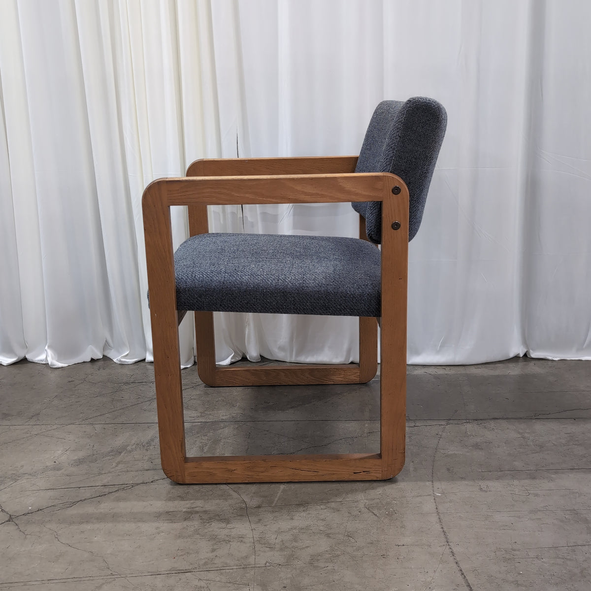 Wood Frame Dark Gray Upholstered Arm Chair