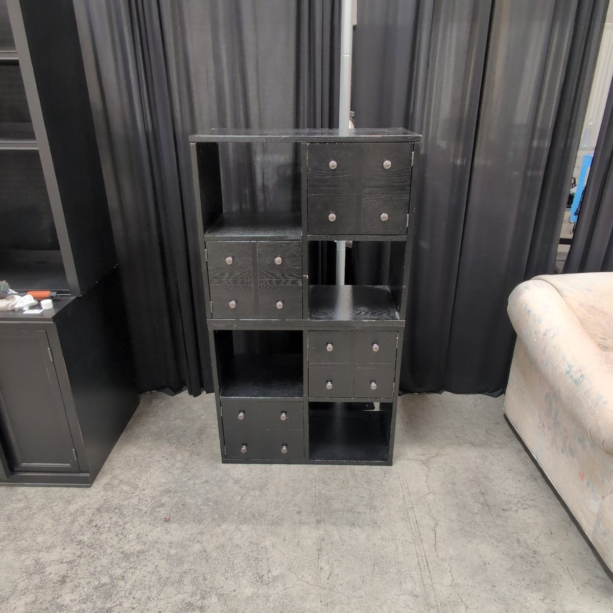 Black Finished Wood Composite Storage Cabinet with Drawers