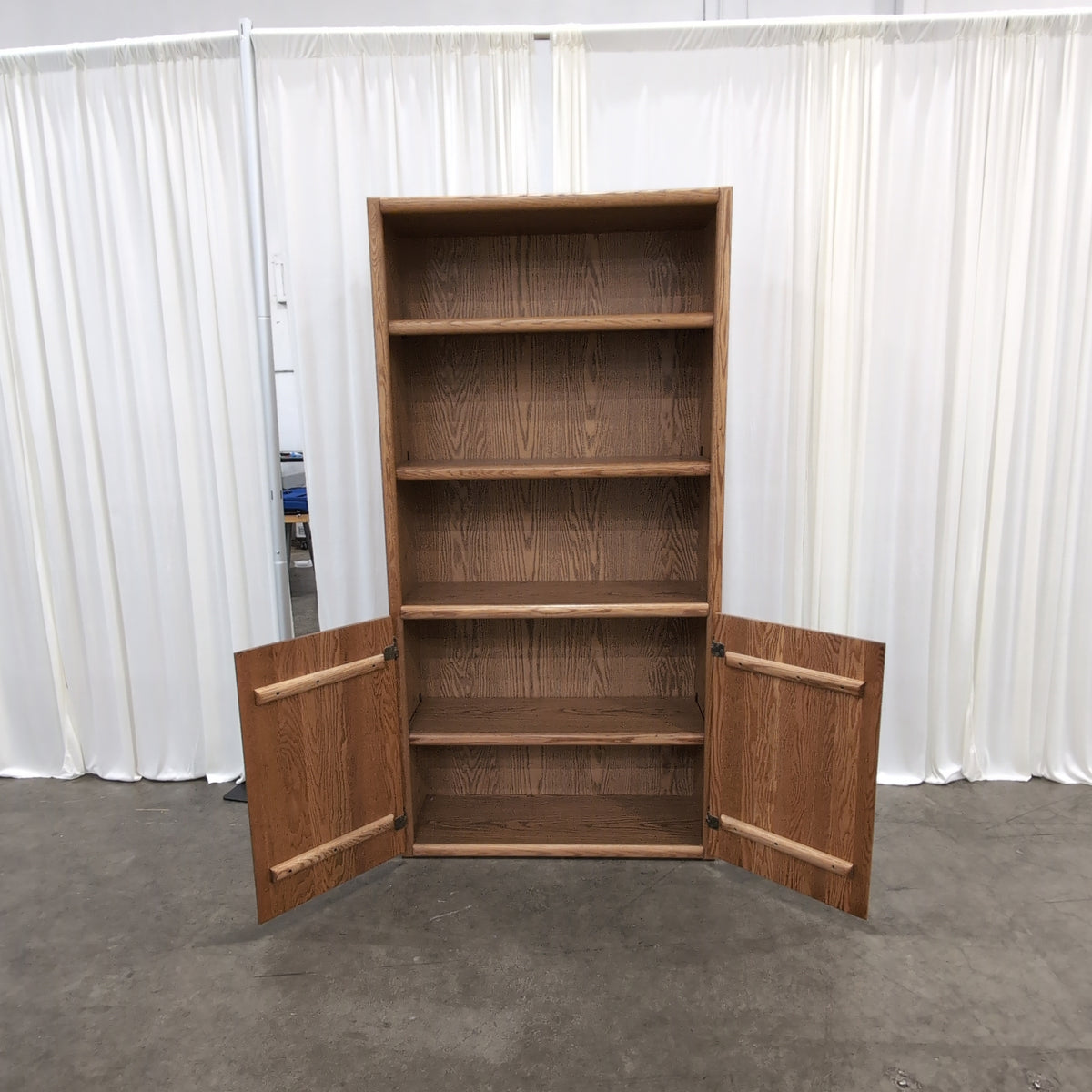Traditional Medium Brown Wood Bookcase with Cabinet Base