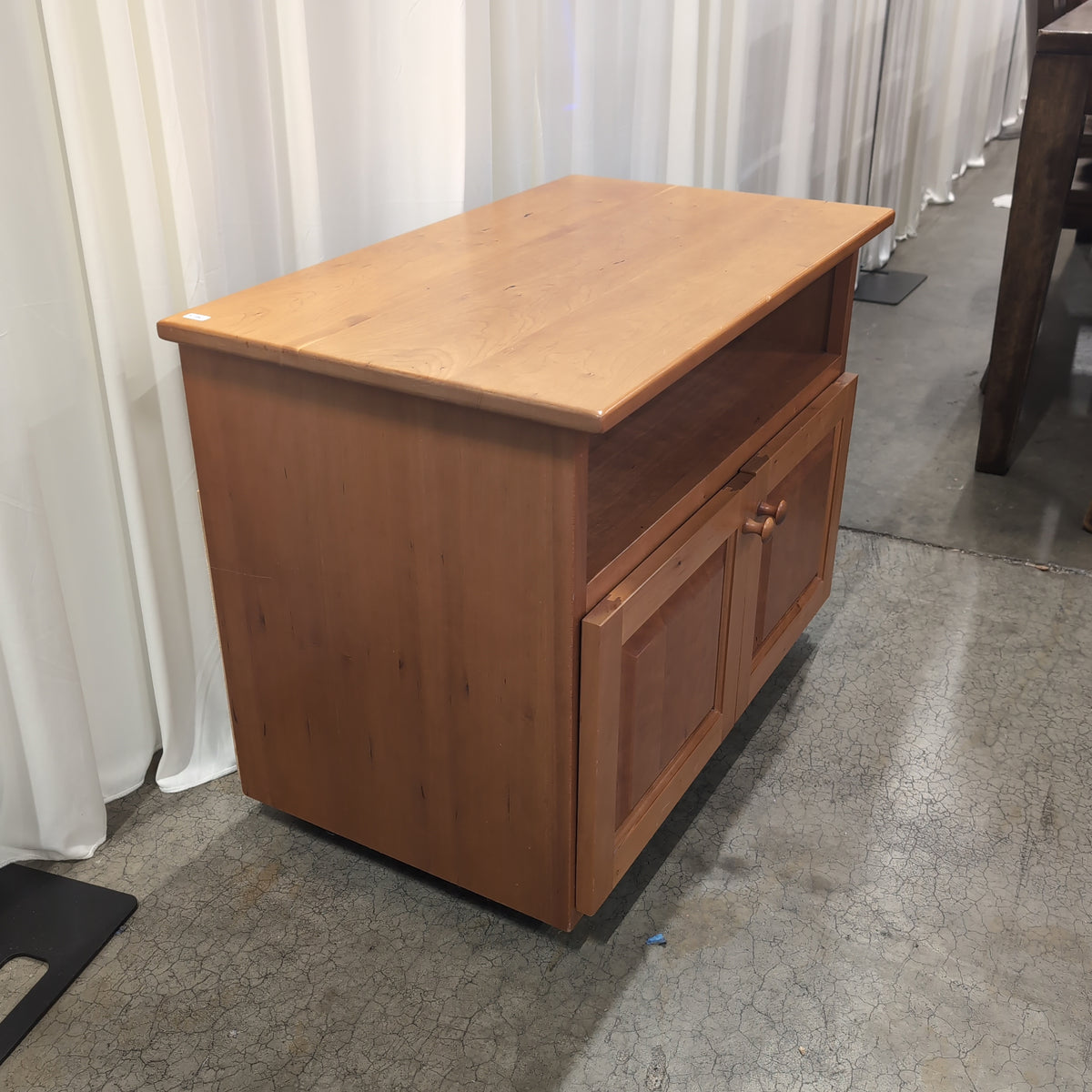 Two-Tone Wood TV Stand with Cabinet Doors