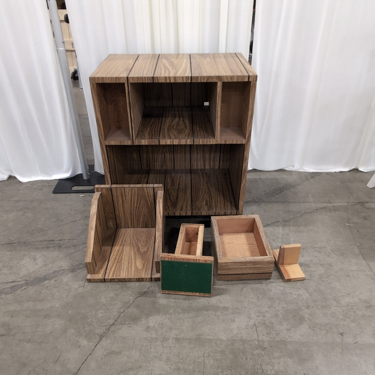 Natural Wood Multi-Compartment Storage Cabinet