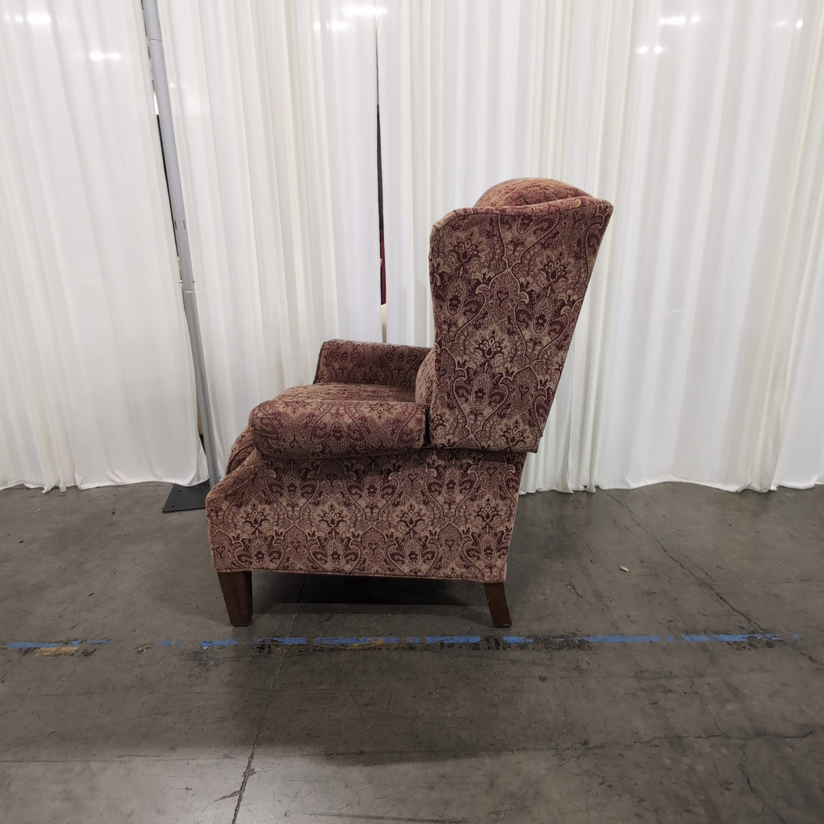 Traditional Red and Gold Damask Wingback Chair