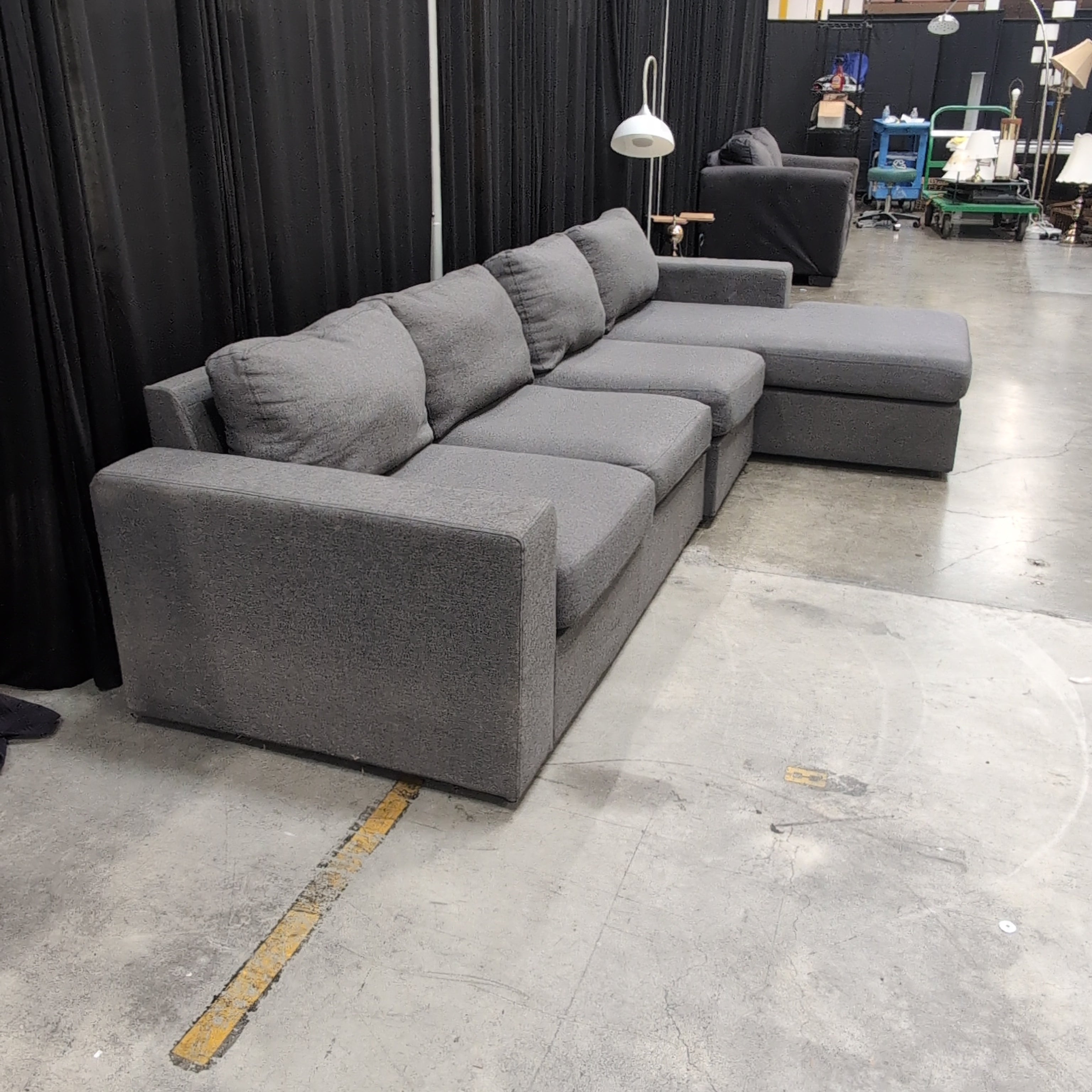 Grey Fabric Upholstered Modular Sectional Couch