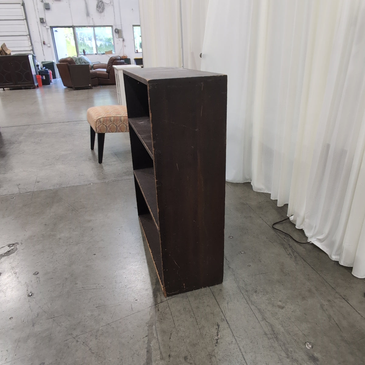 Dark Brown Three-Shelf Bookcase in Wood Tone