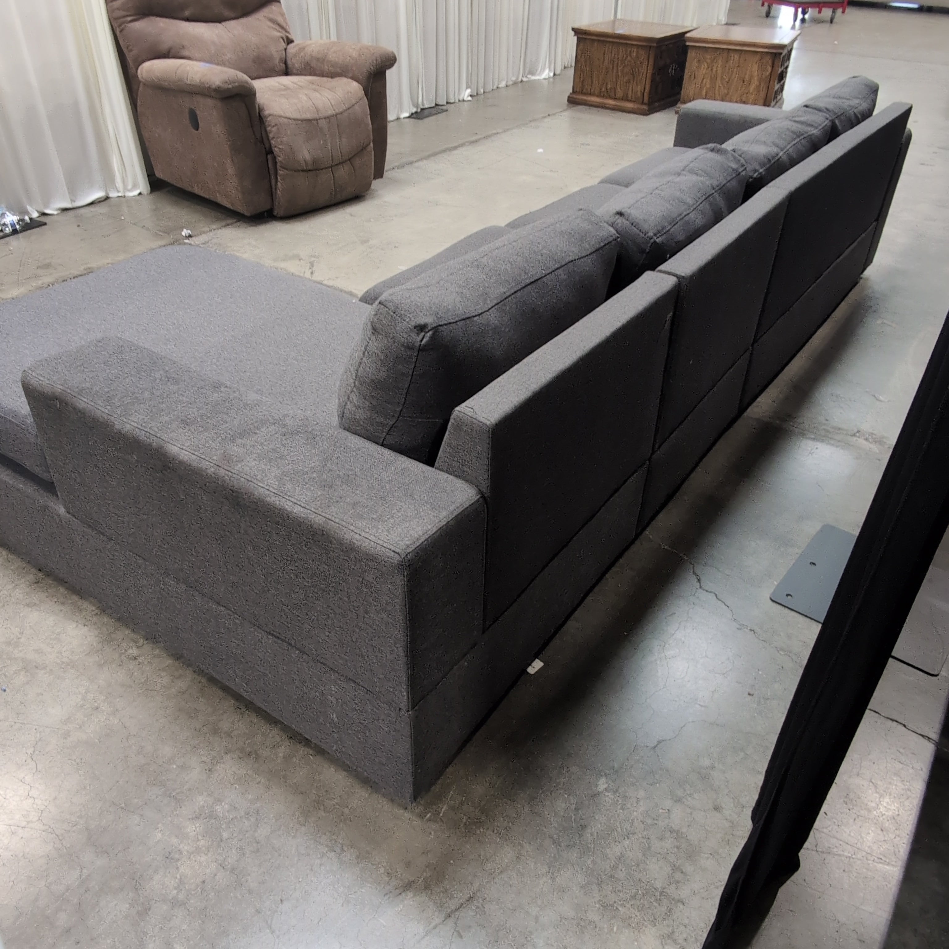 Grey Fabric Upholstered Modular Sectional Couch