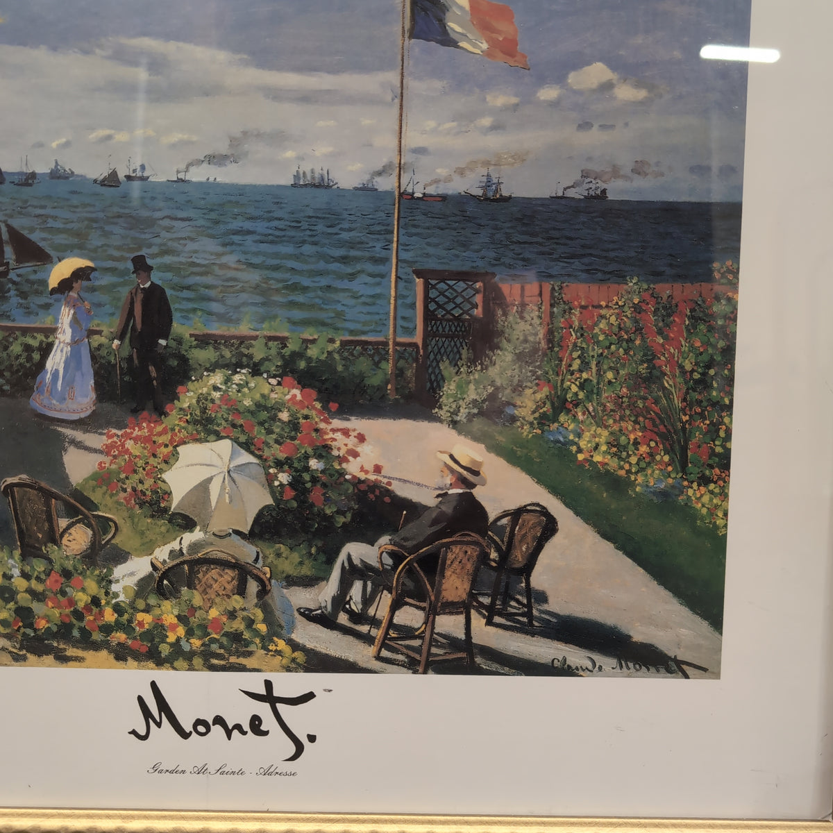 Monet Impressionist Seascape Framed Print with Gold Frame